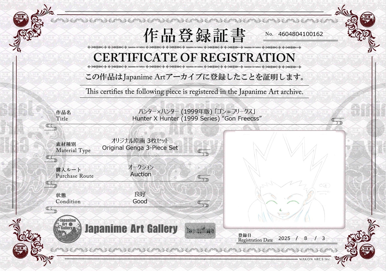 Set da 3 pezzi di genga originali di Hunter x Hunter (Gon Freecss)