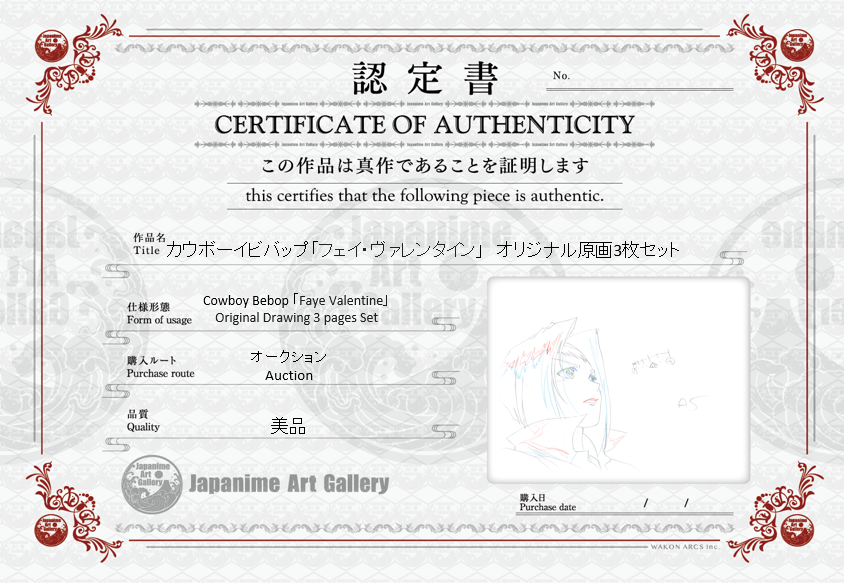 Cowboy Bebop Original Drawing (Faye Valentine) 3 pages Set
