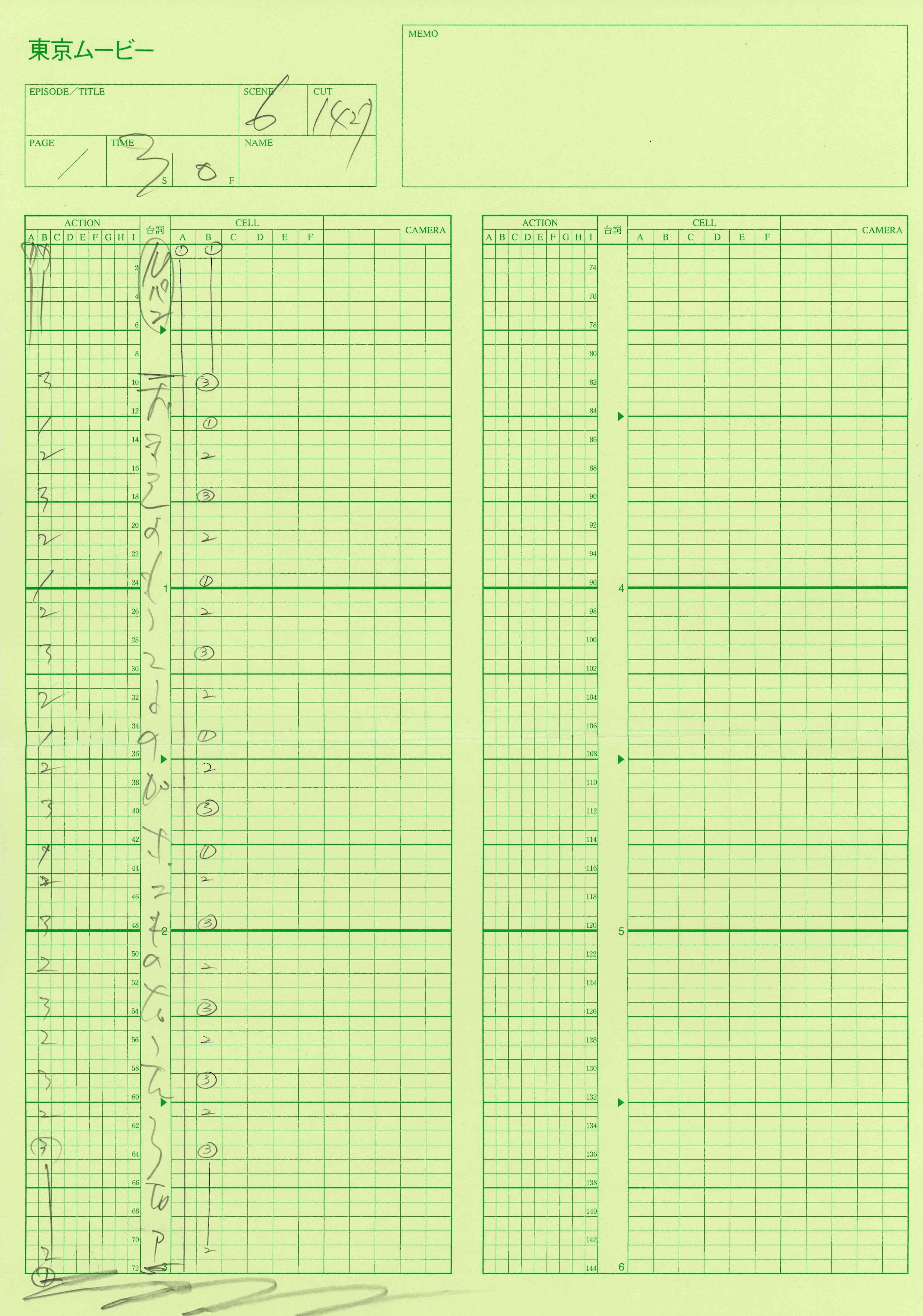 Lupin The Third Original Genga & Timesheet (Lupin III) 4-Piece Set