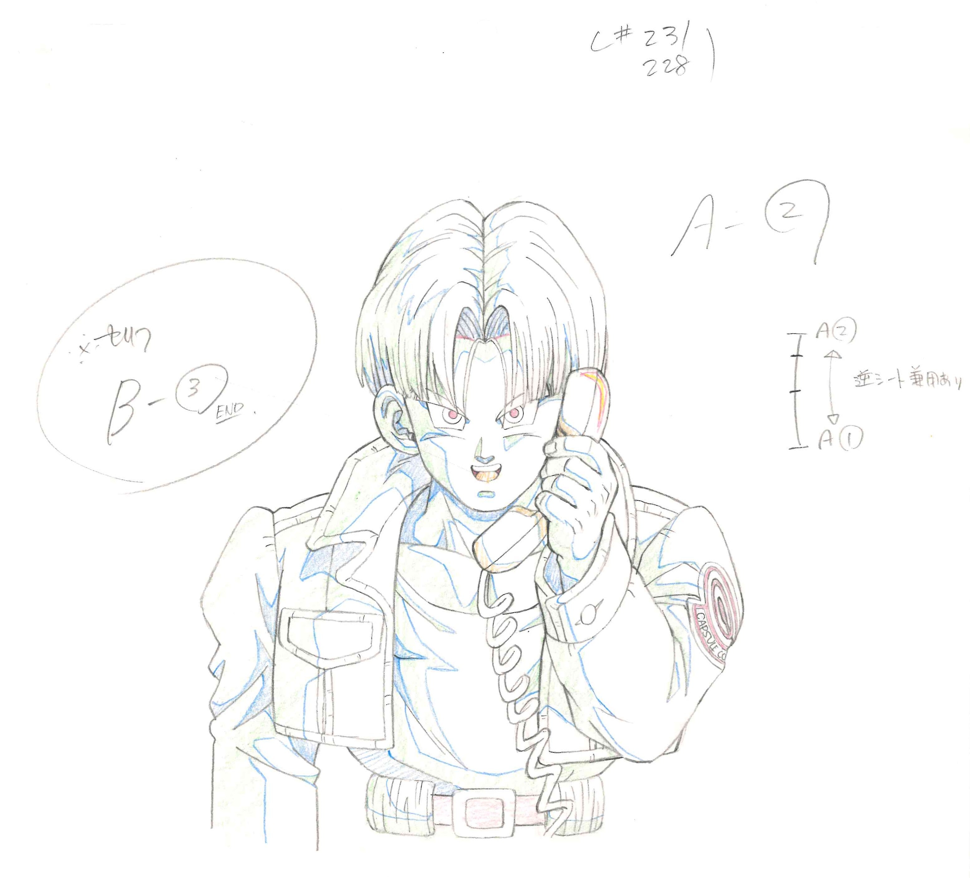 Dragon Ball Z: Gather Together! Goku's World (1992) Original Drawing (Trunks) 2-page Set