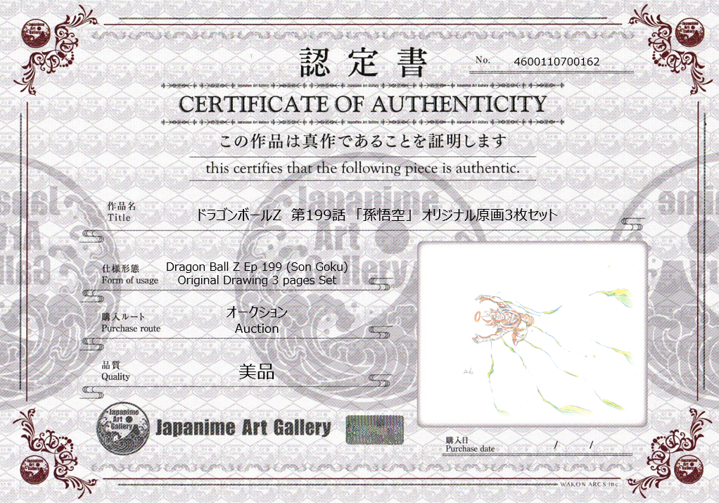 Dragon Ball Z Original Drawing (Son Goku) 3 pages Set