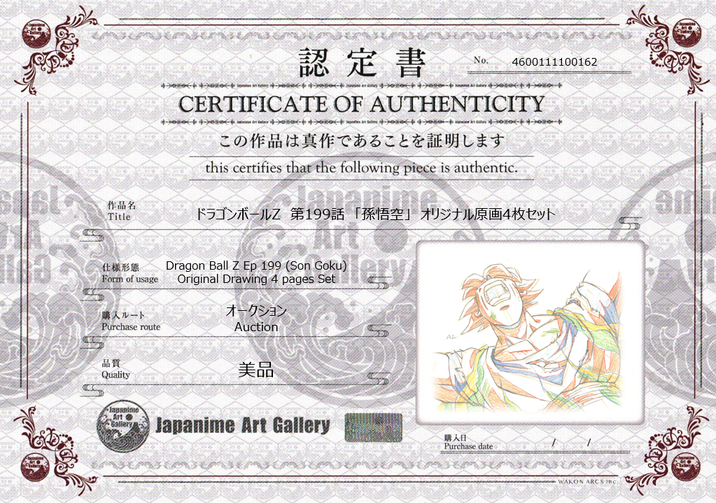 Dragon Ball Z Original Drawing (Son Goku) 4 pages Set