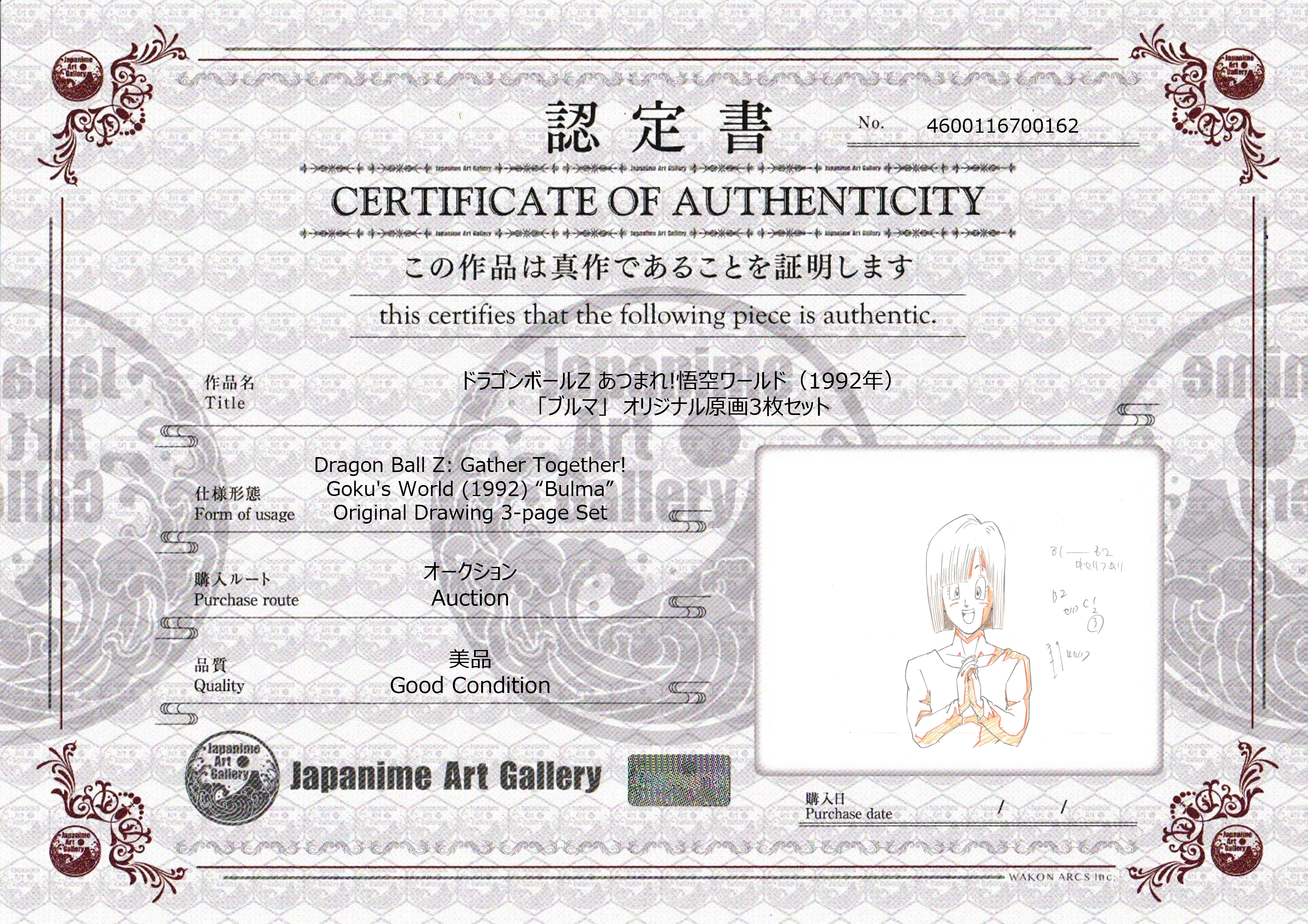 Dragon Ball Z: Gather Together! Goku's World (1992) Original Drawing (Bulma) 3-page Set