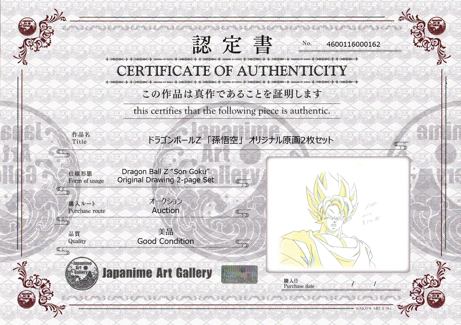 Dragon Ball Z Original Drawing (Son Goku) 2-page Set