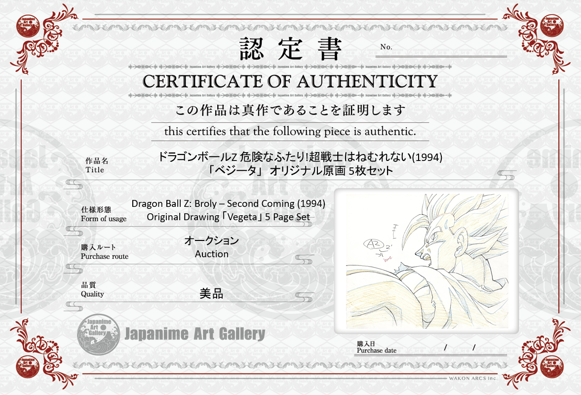 Dragonball Z Movie Original Drawing (Vegeta) 5 Page Set