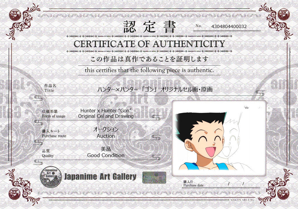 Hunter x Hunter, cel y dibujo original (Gon)
