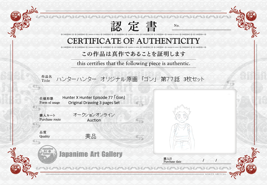 Hunter x Hunter Original Drawing 3 pages set (Gon)