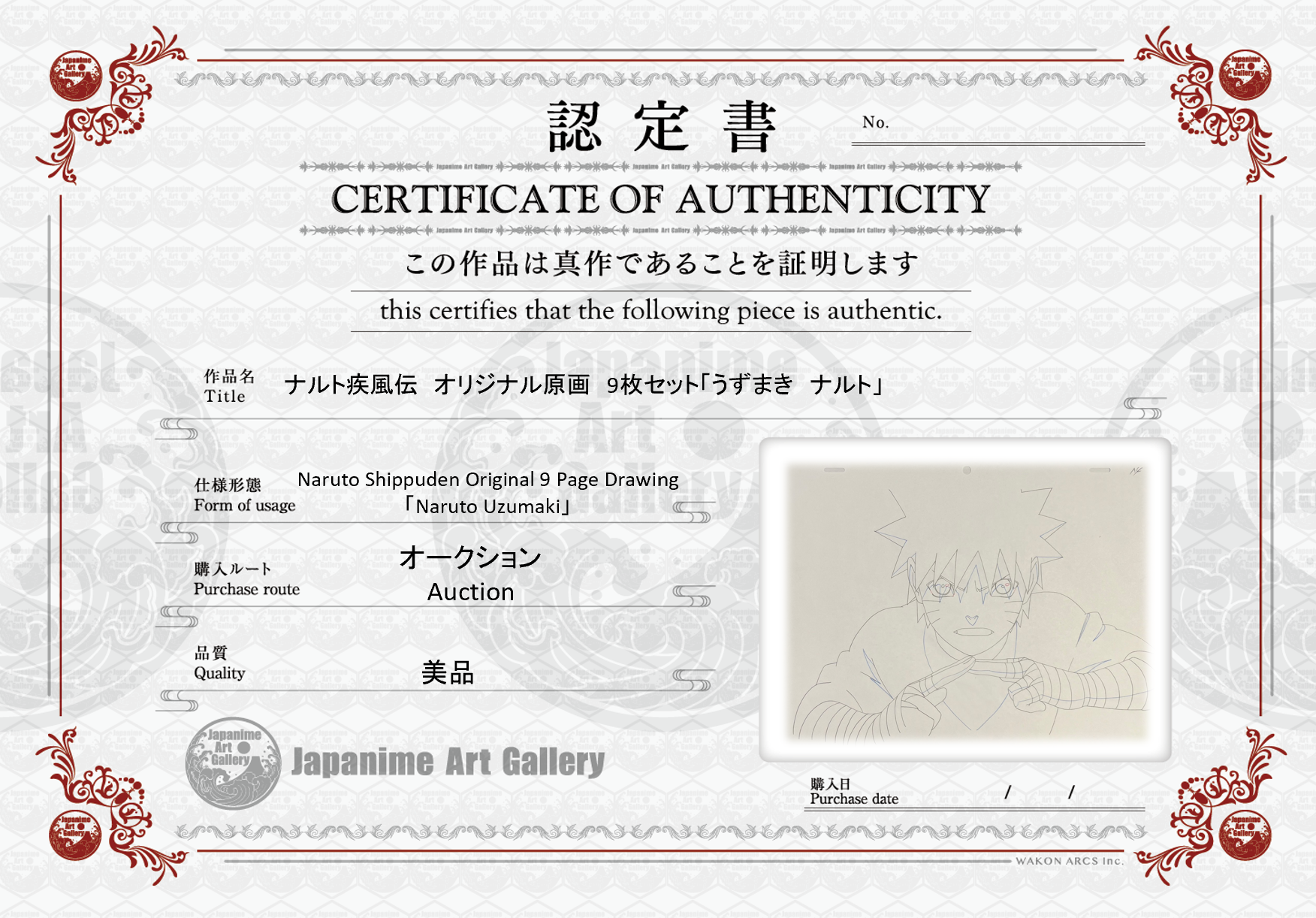 《火影忍者》原画（漩涡鸣人）9页套装