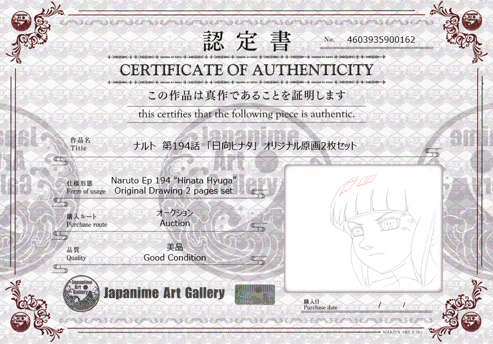 Naruto Original Sketch (Hinata Hyuga) Set de 2 páginas