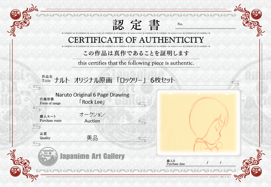 Naruto Original Drawing (Rock Lee) 6 pages Set