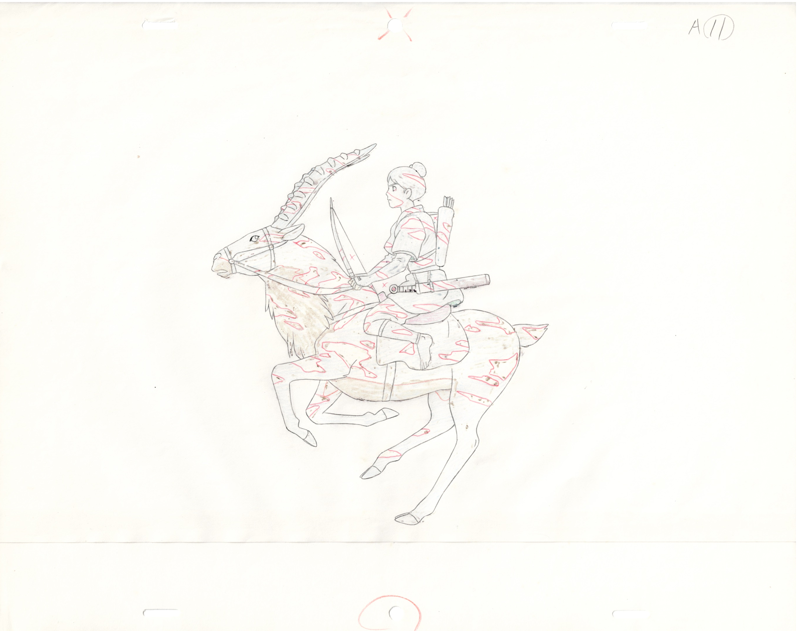 Studio Ghibli Princess Mononoke Original Sketch (Ashitaka)