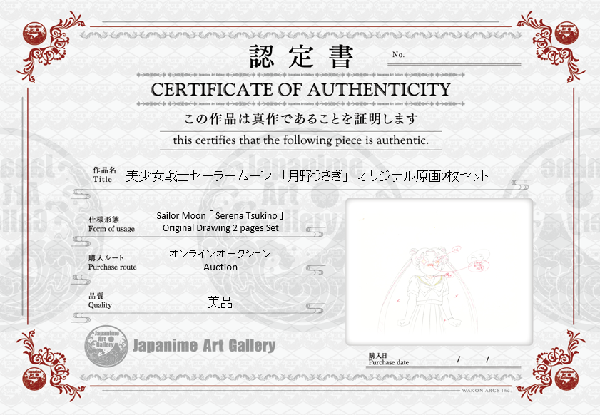 Sailor Moon Original Drawing (Serena Tsukino) 2 pages set