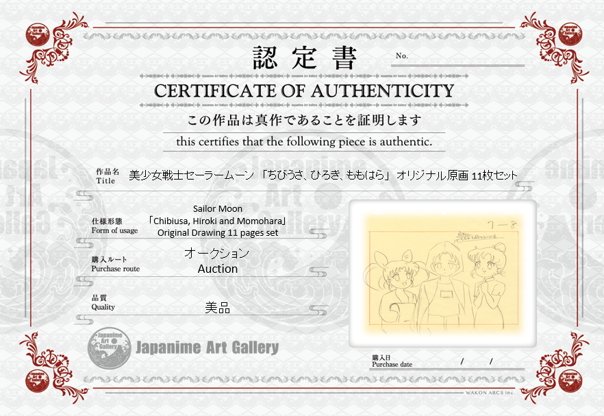Dibujo original de Sailor Moon (Chibiusa, Hiroki, Momohara) Conjunto de 11 páginas