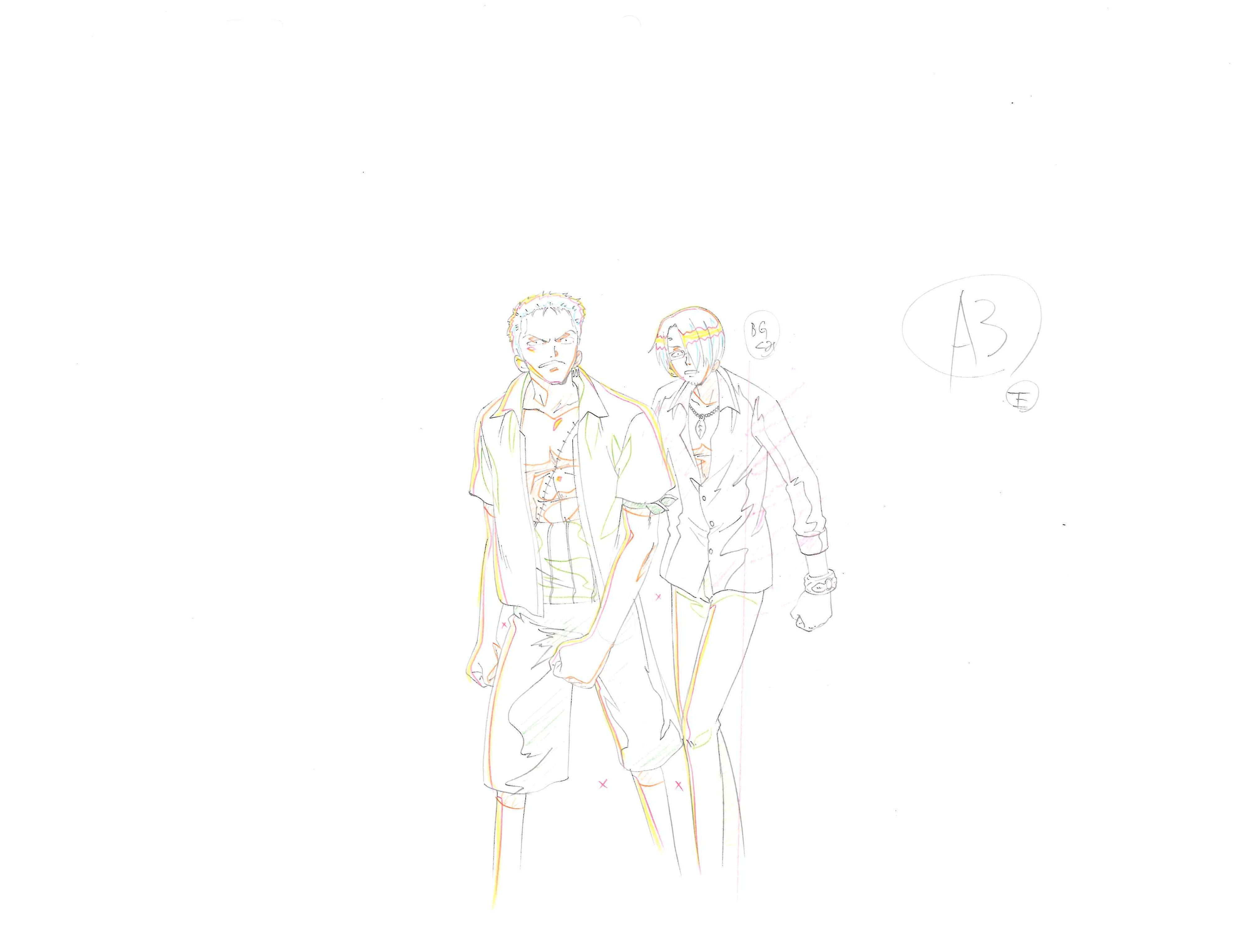 One Piece: Chopper's Kingdom on the Island of Strange Animals (2002) Original Genga (Zoro, Sanji)