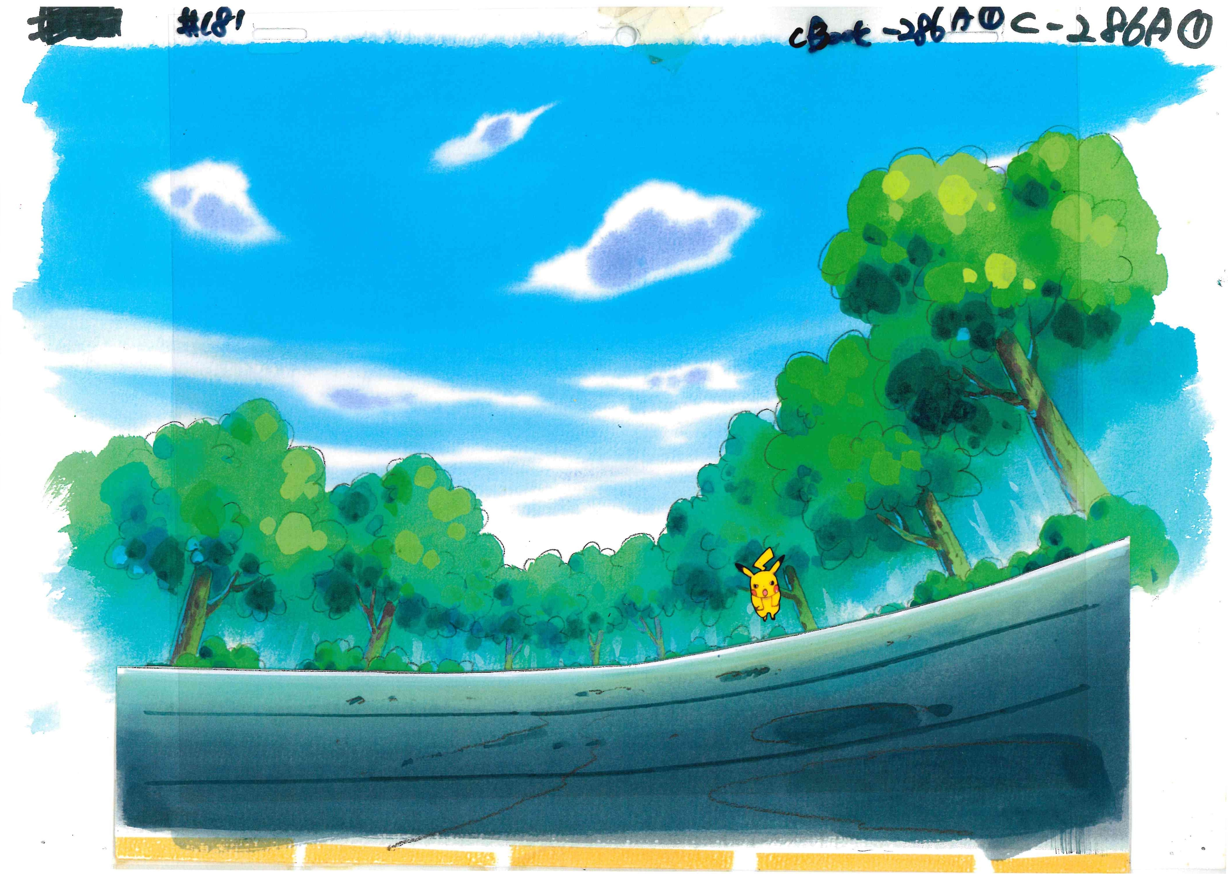 Pokemon Original Cel, Genga and Background Copy (Pikachu) 4-Piece Set