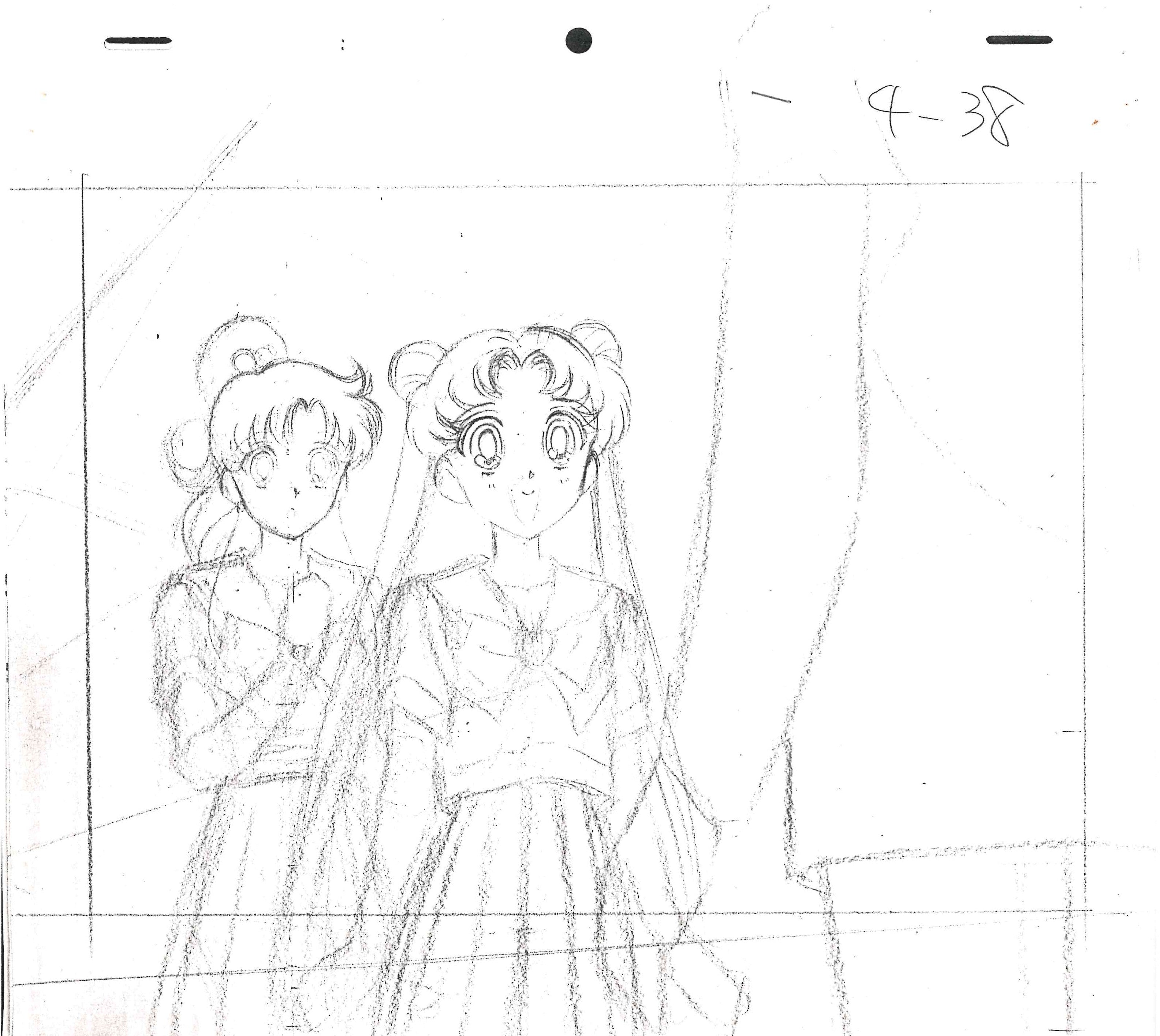 Sailor Moon Original Genga, Layout Copy (Makoto Kino, Serena Tsukino) 4-Piece Set