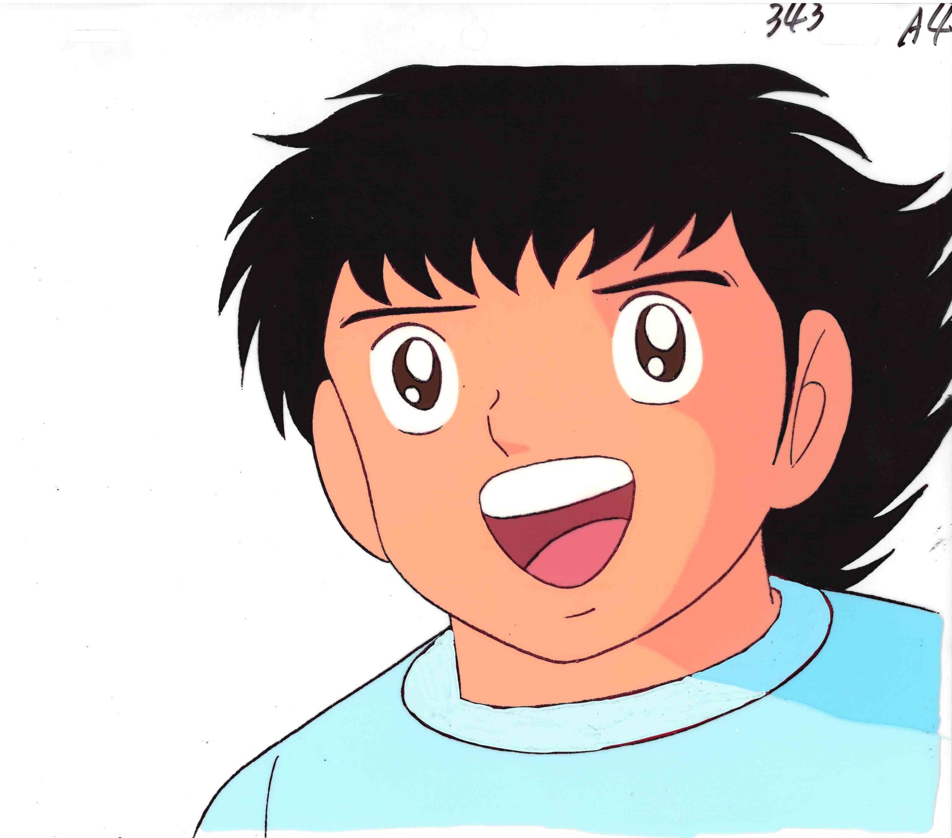 Captain Tsubasa (1983 Series) Original Cel and Douga (Tsubasa Oozora) 2-Piece Set