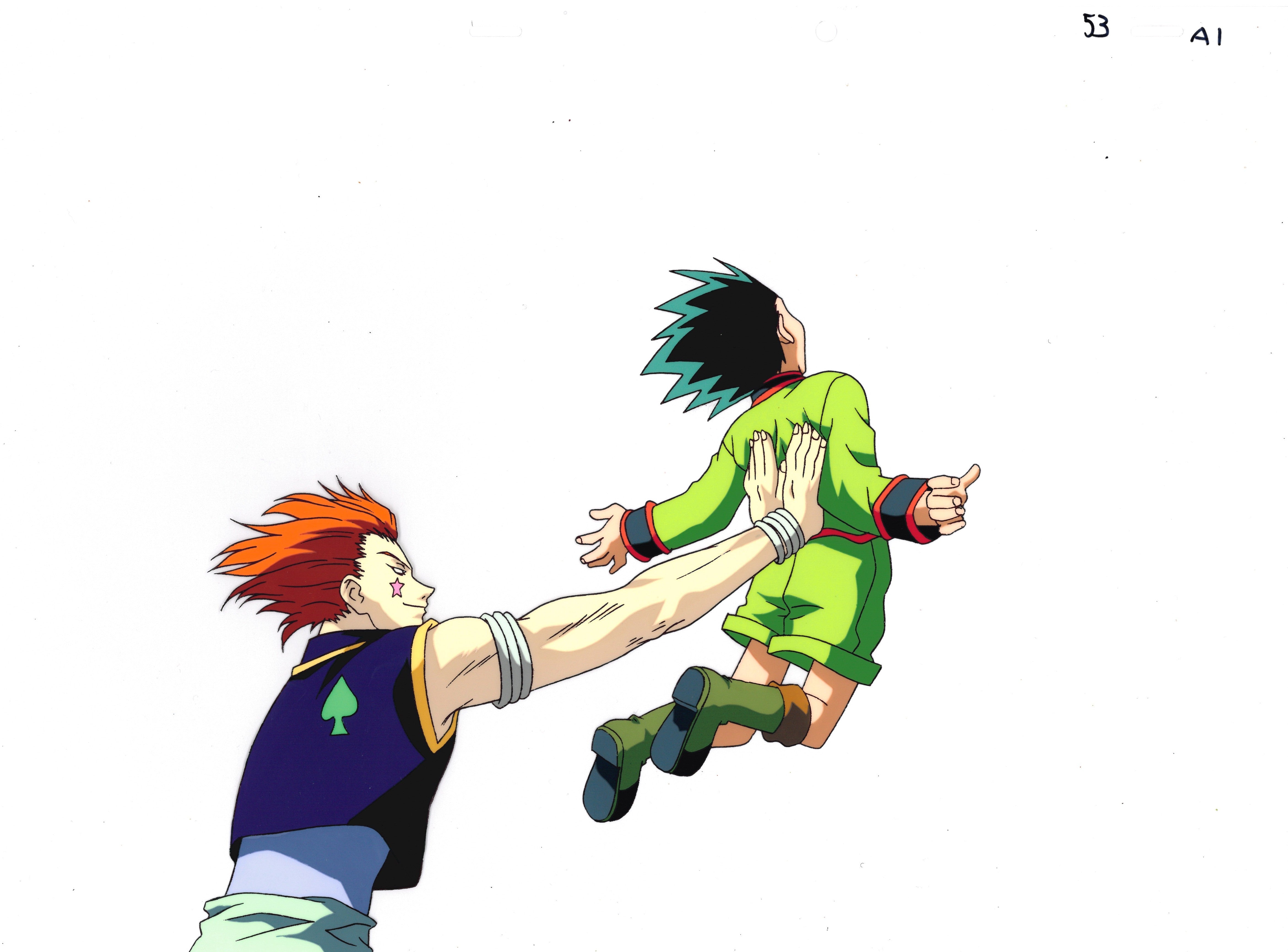 Hunter x Hunter Original Cel, Sketch and Background (Hisoka & Gon)