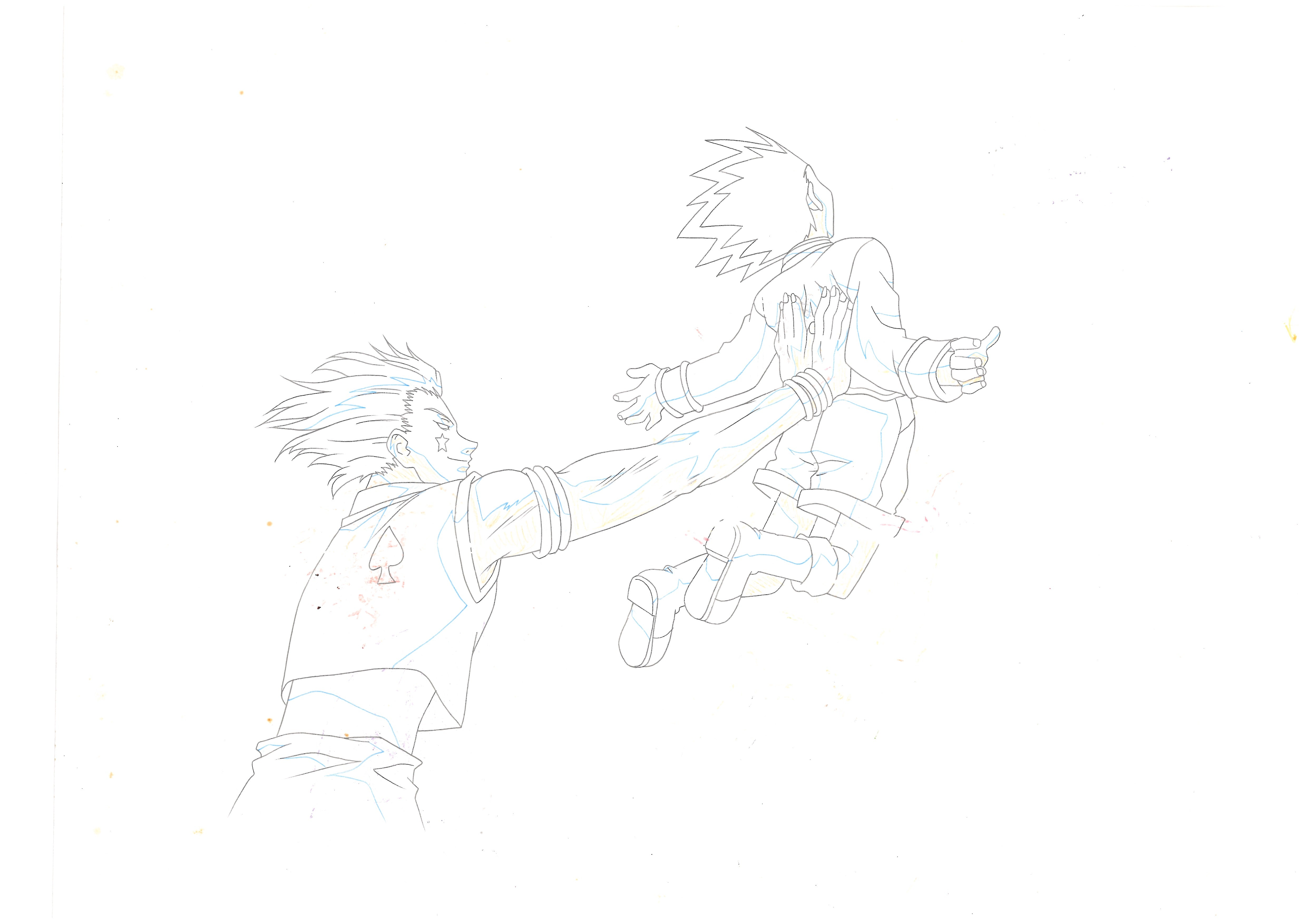 Hunter x Hunter Original Cel, Sketch and Background (Hisoka & Gon)