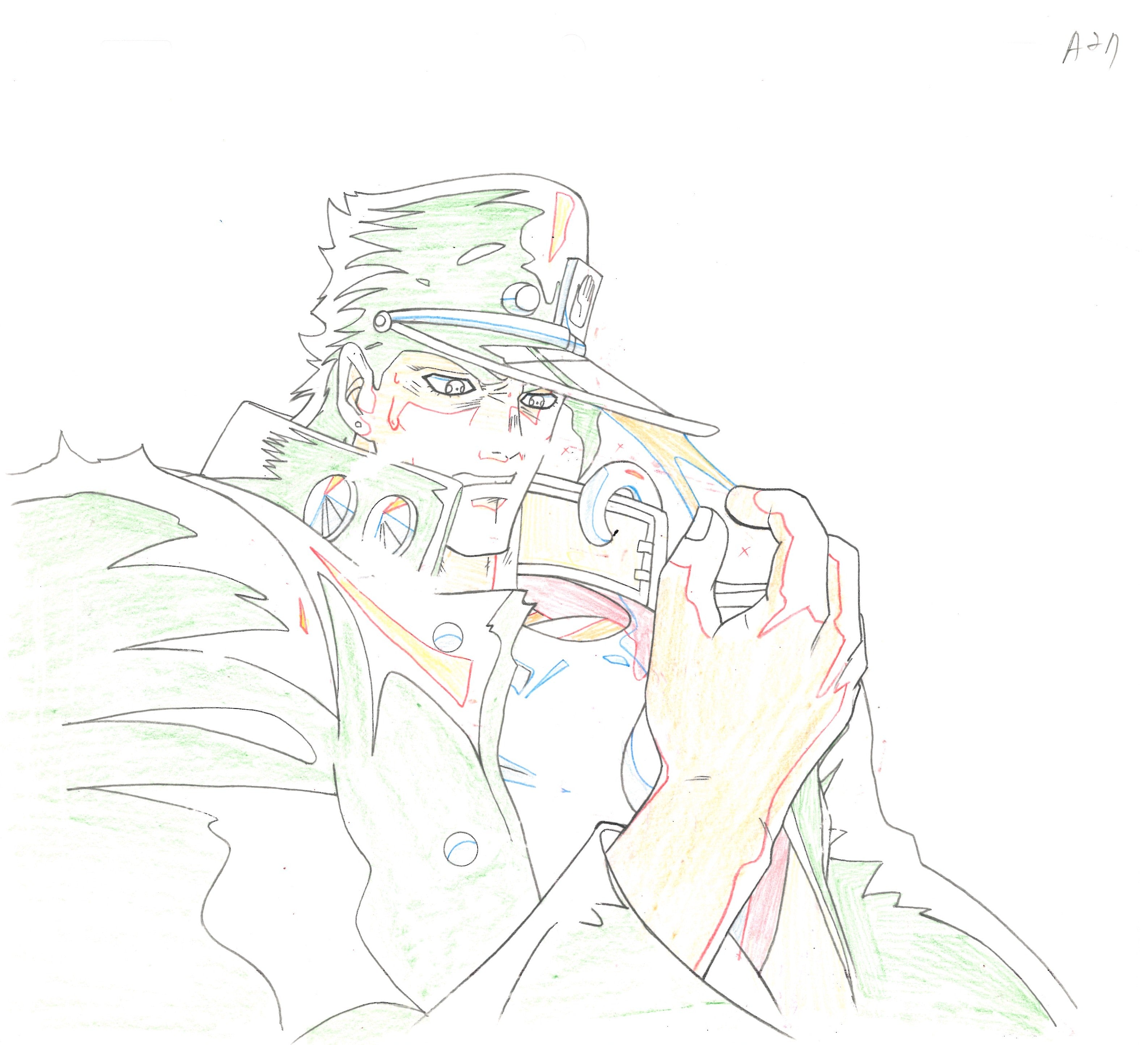 JoJo's Bizarre Adventure Original Cel, Drawing and Background (Jotaro Kujo)