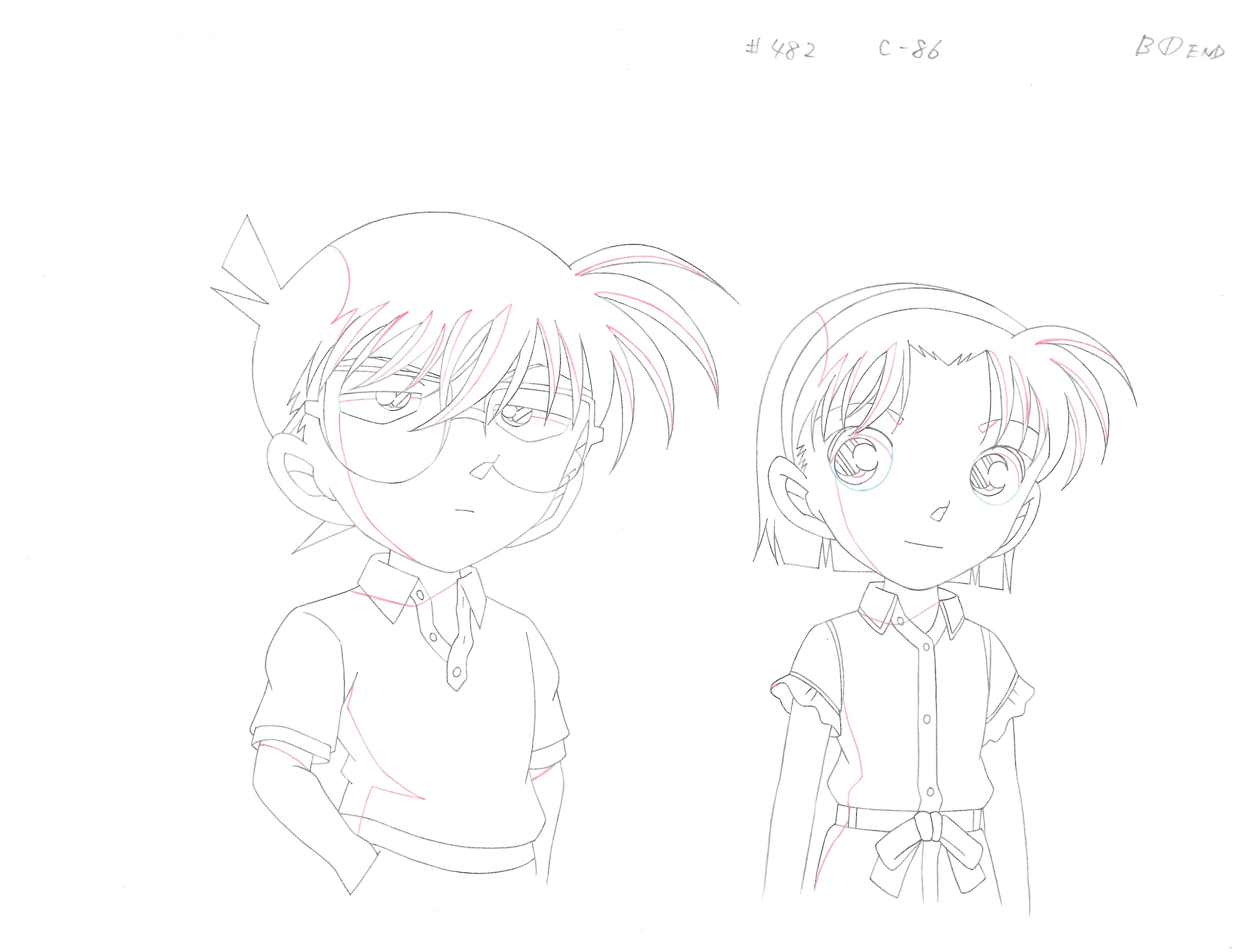 Detective Conan Original Sketch (Conan, Ayumi)