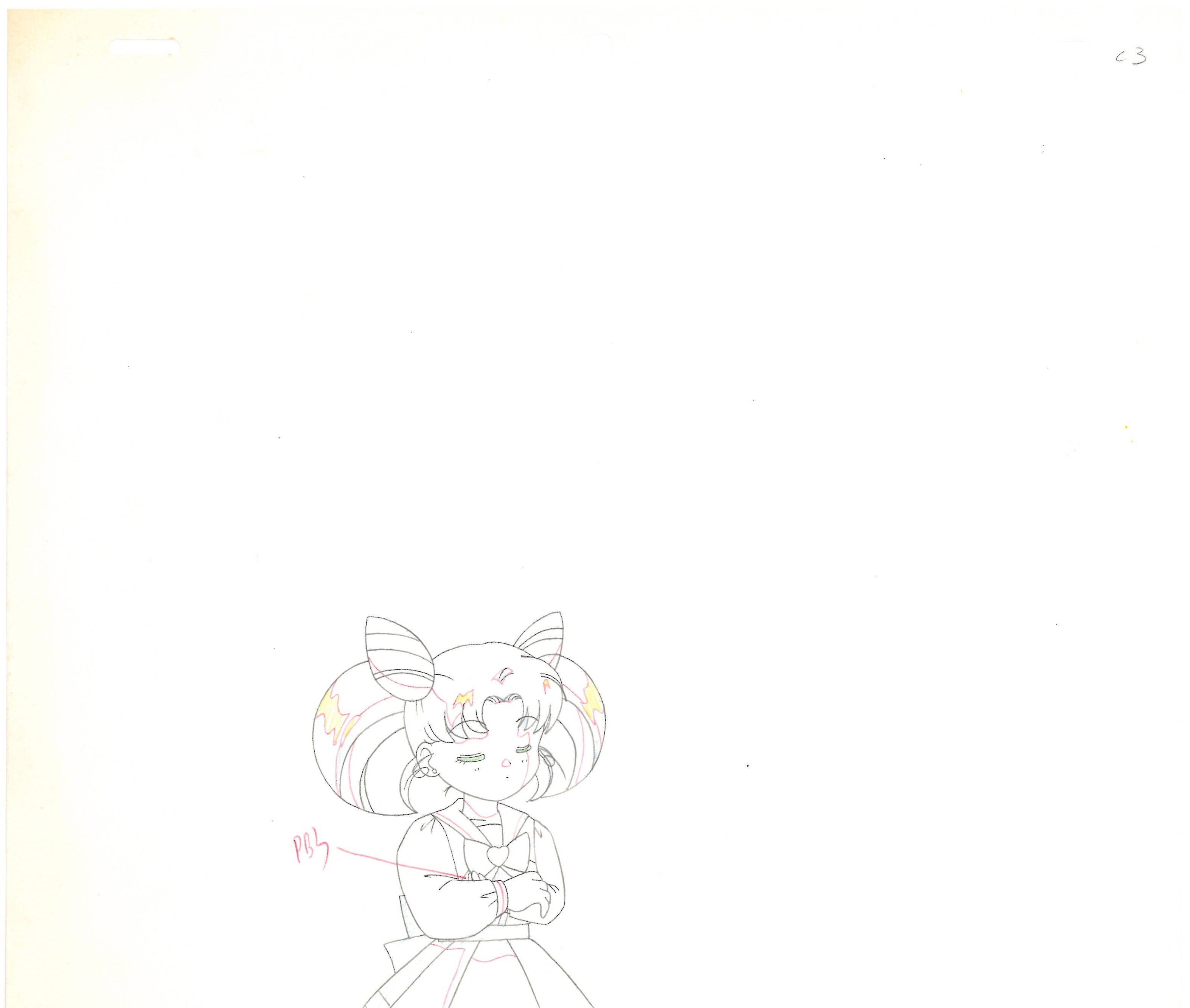 Sailor Moon Original Cel & Drawing (Serena, Chibiusa)