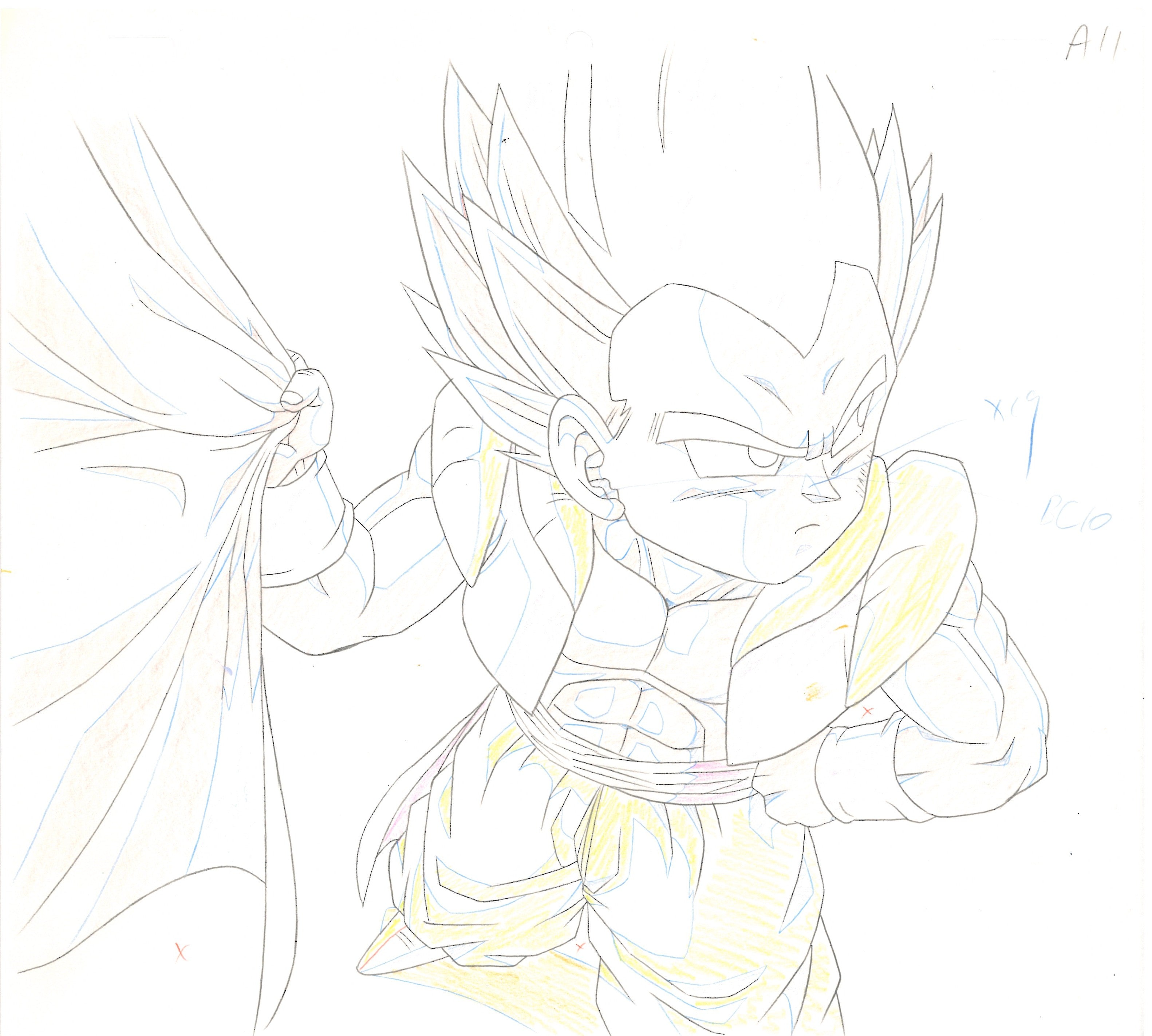Dragon Ball Z Original Cel, Drawing and Background (Gotenks)