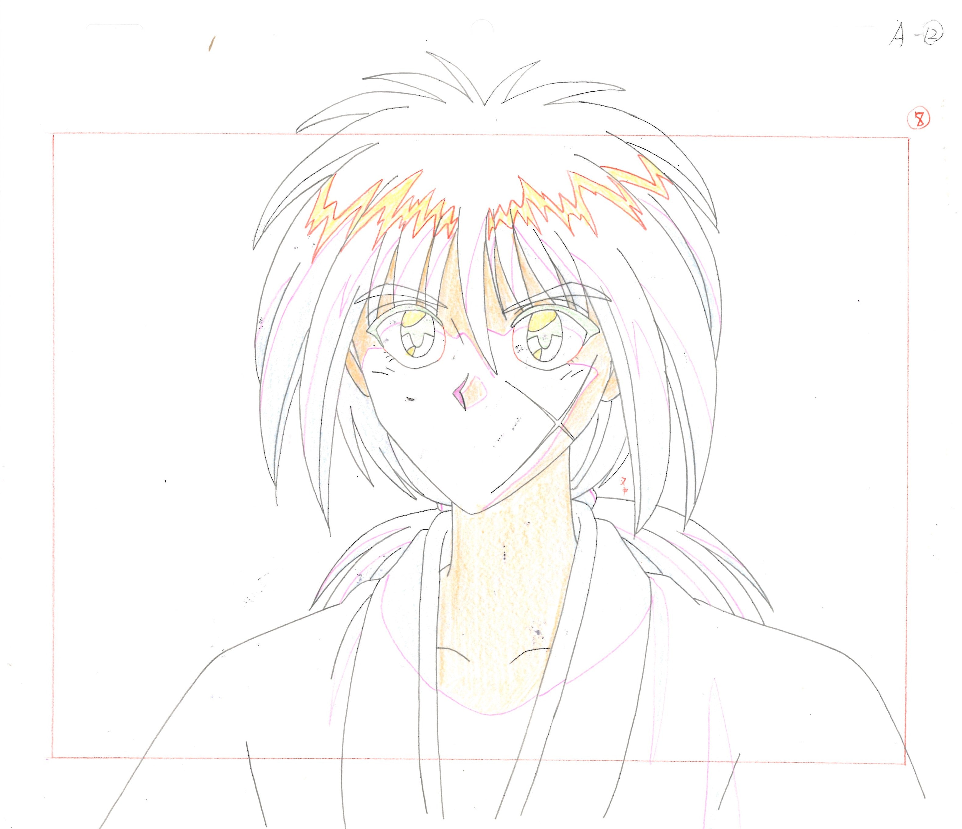 Rurouni Kenshin Original Cel and drawing (Kenshin Himura)