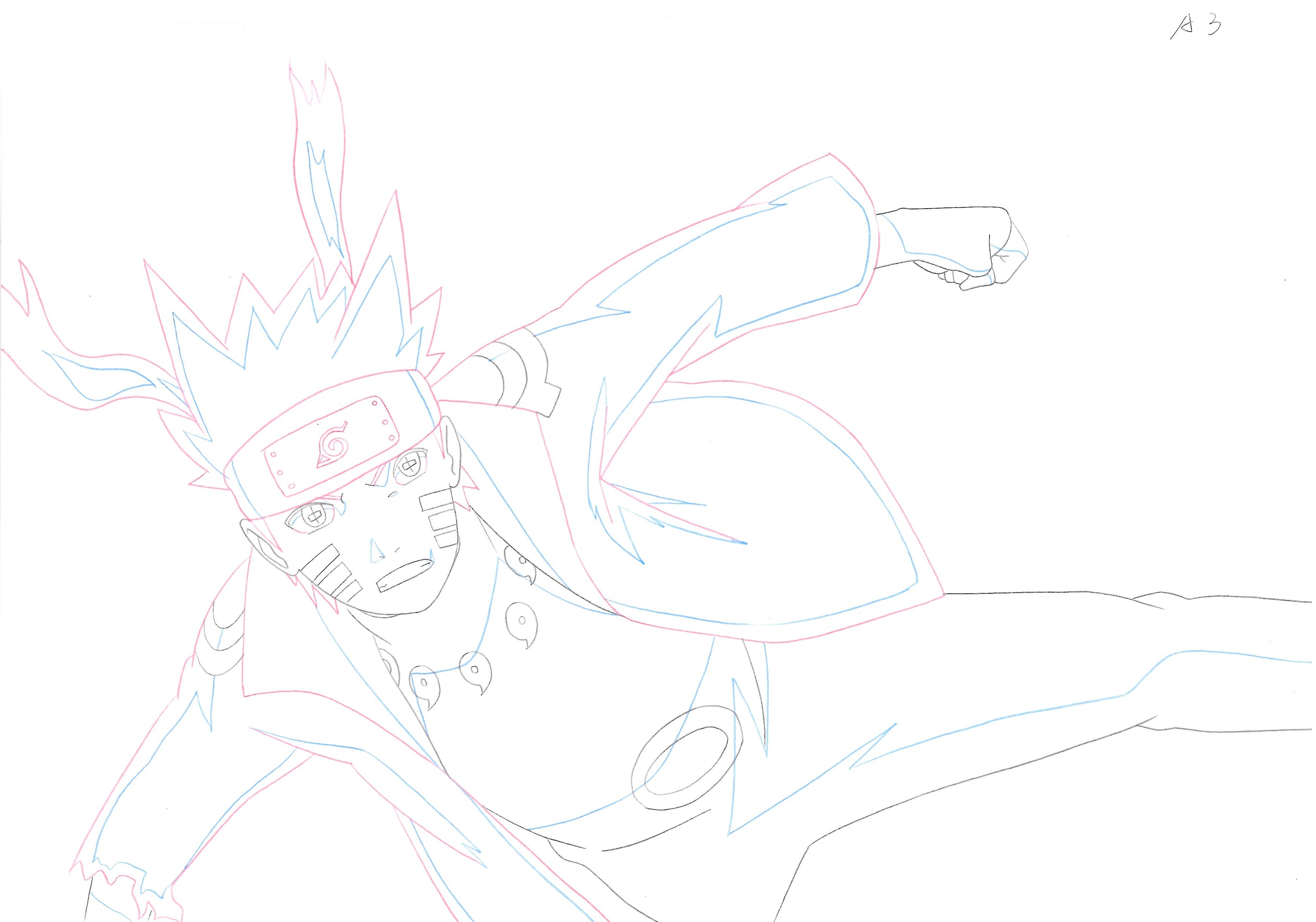Naruto Shippuden Original Drawing (Naruto Uzumaki, Kaguya Otsutsuki) 4 pages set