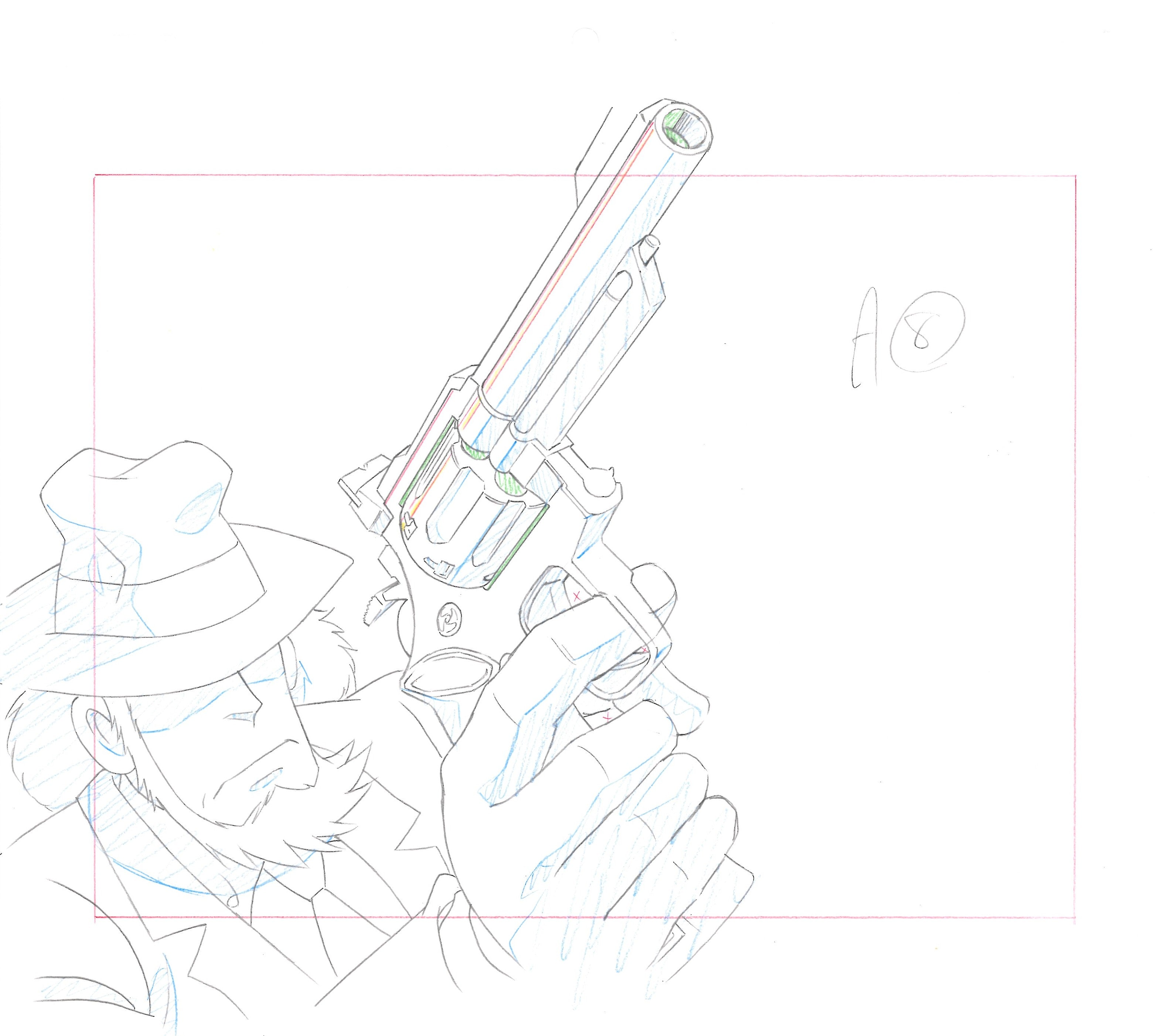Lupin III Original Sketch (Daisuke Jigen) 2-page Set