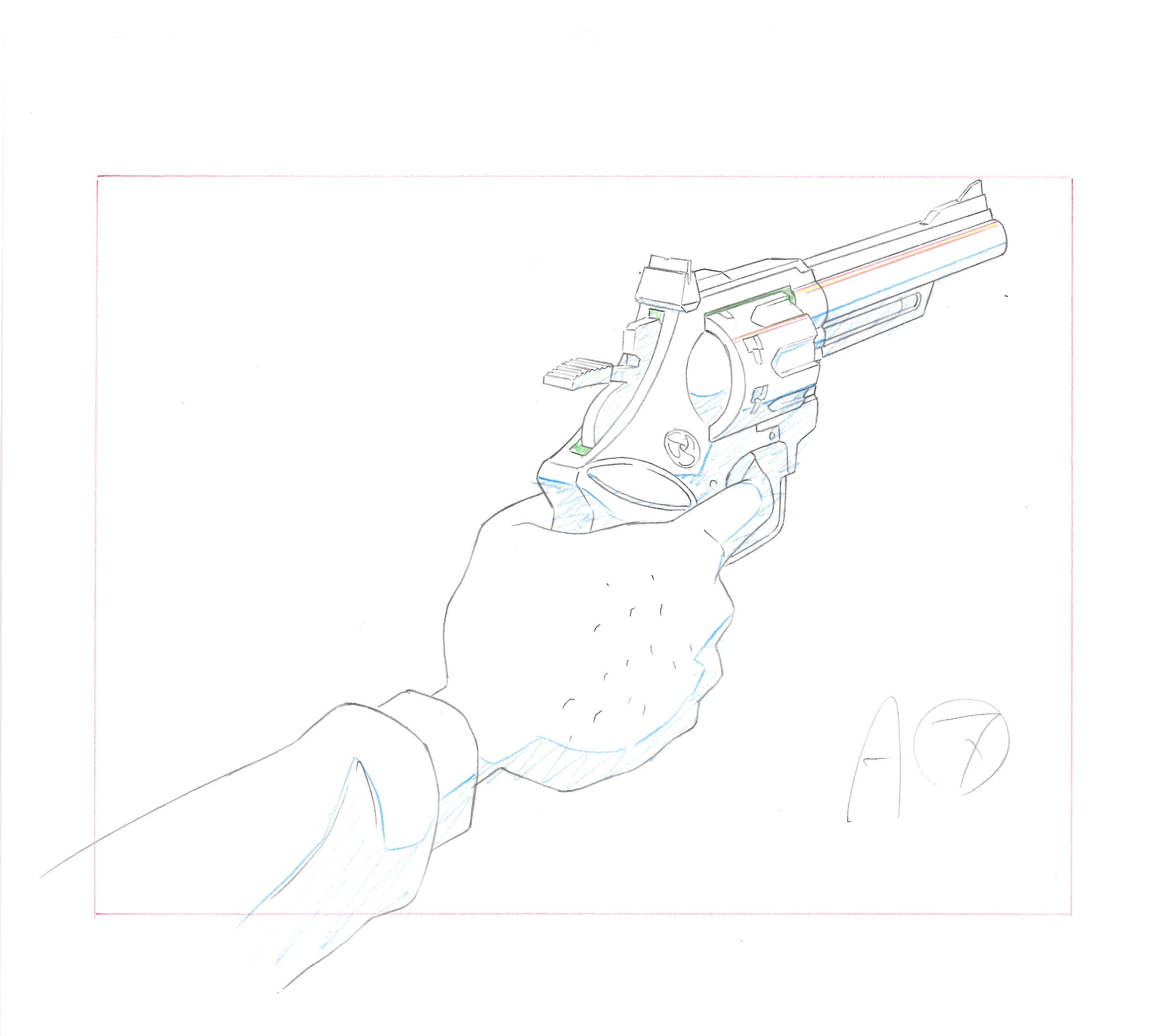 Lupin III Original Sketch (Gun) 2-Page Set