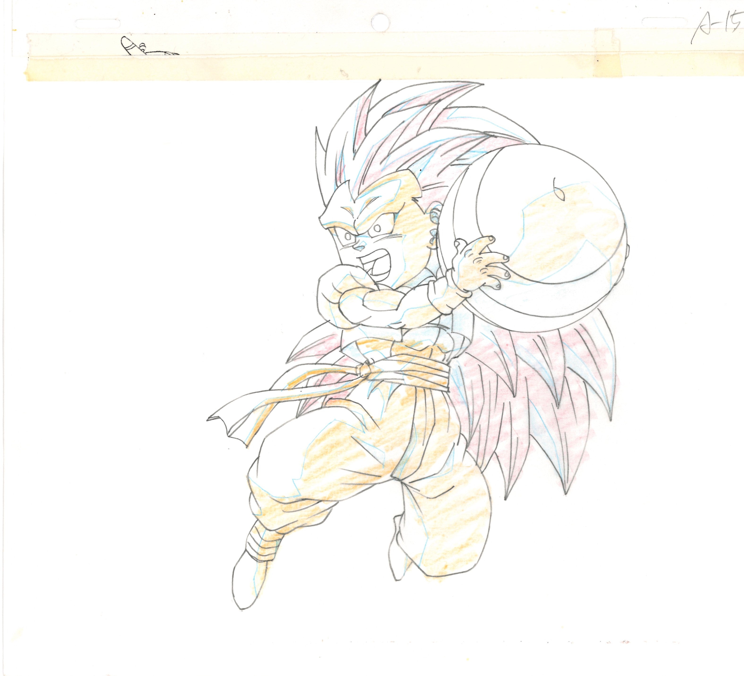 Dragon Ball Z Original Cel, Drawing and Background (Gotenks)