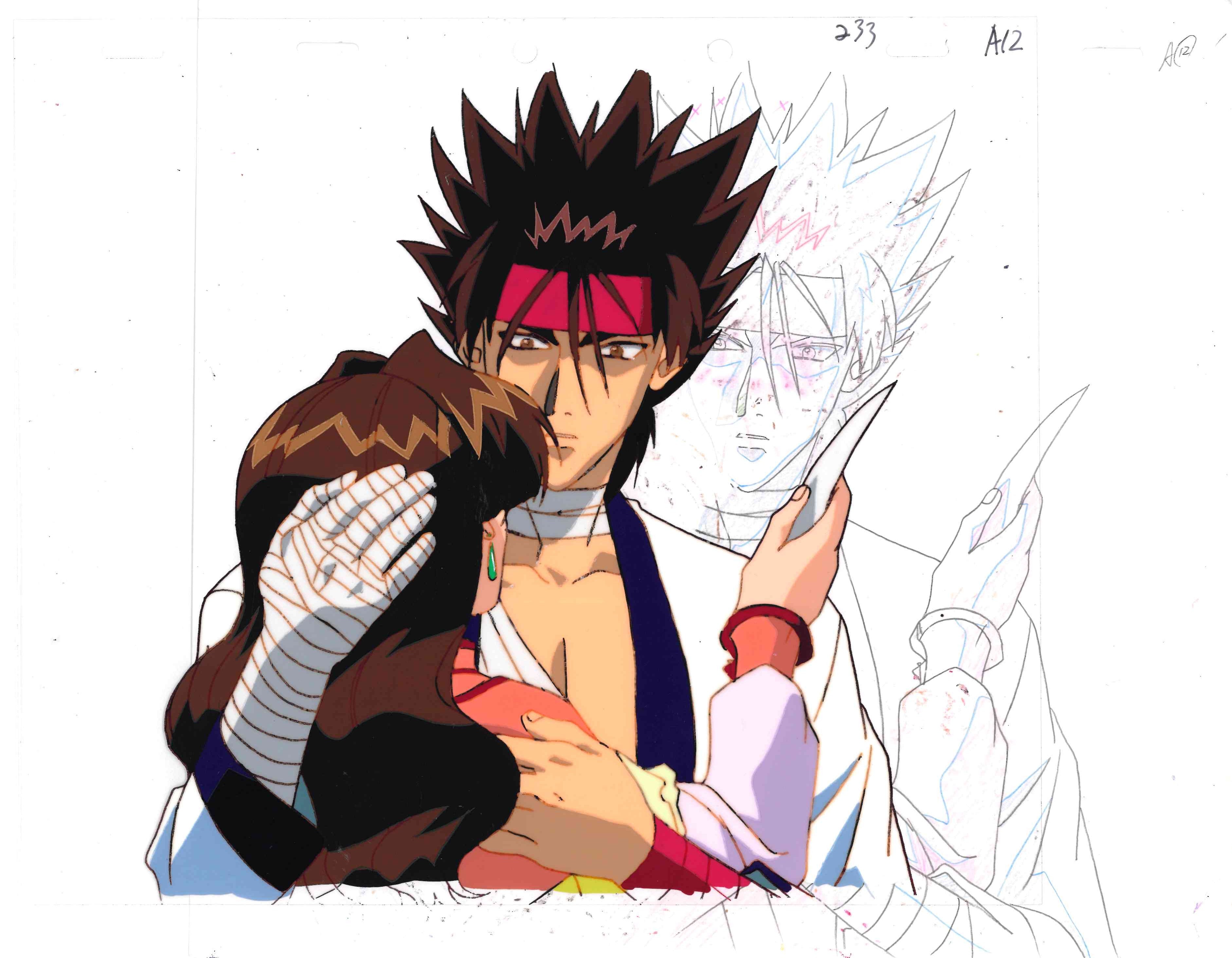 Rurouni Kenshin Original Cel and Drawing (Sanosuke Sagara)