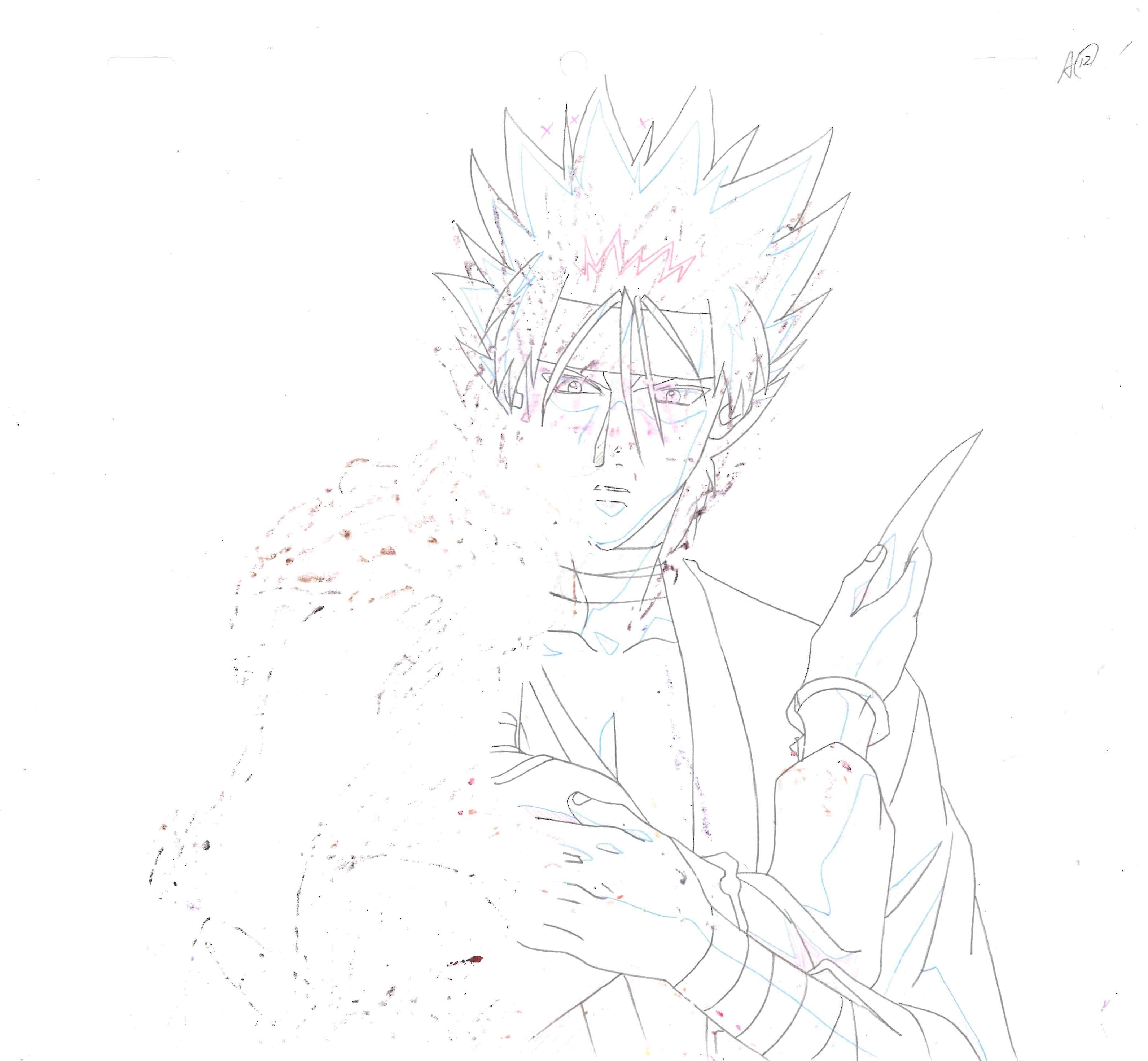 Rurouni Kenshin Original Cel and Drawing (Sanosuke Sagara)
