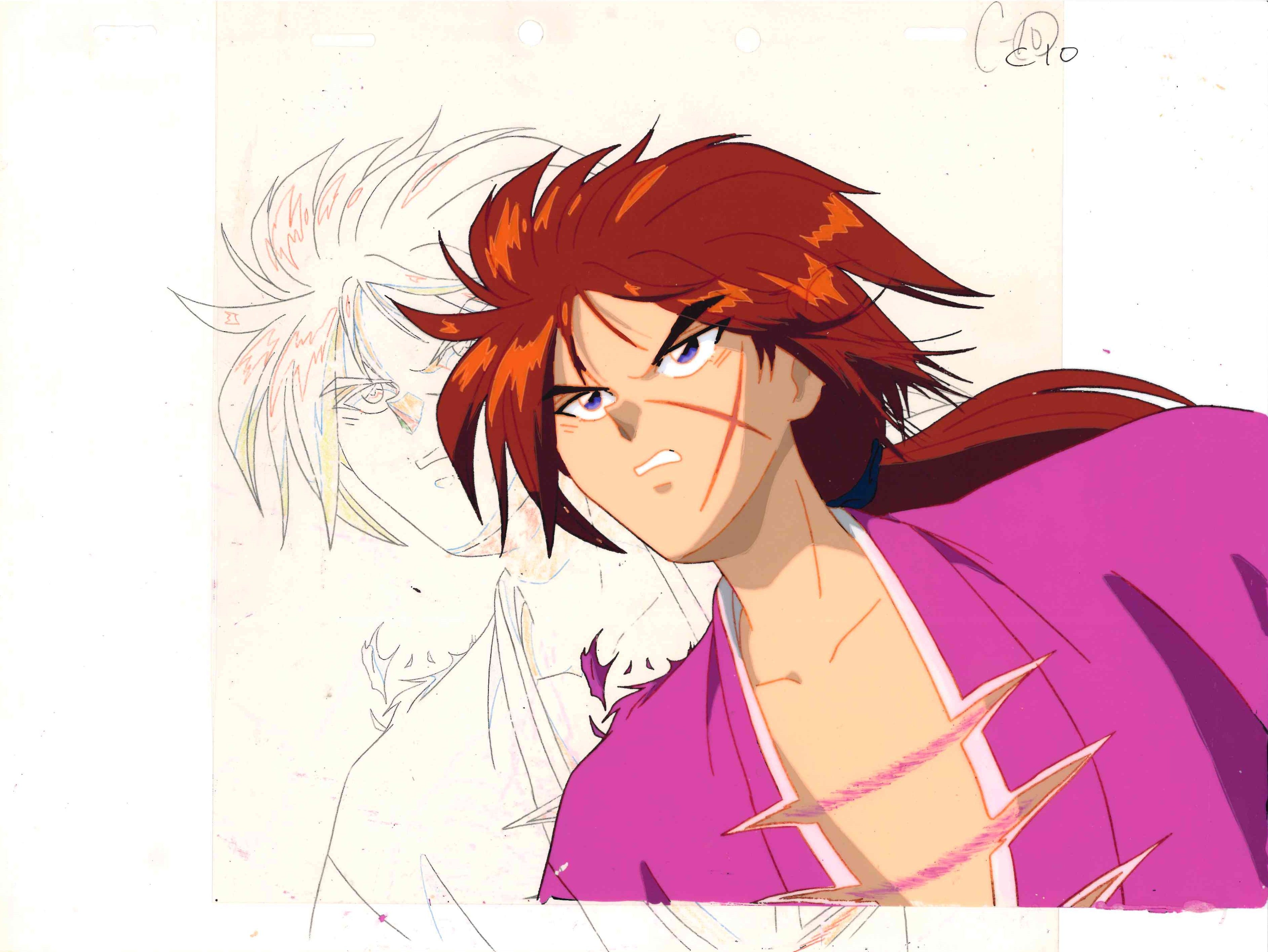 Rurouni Kenshin Original Cel and Drawing (Kenshin Himura)
