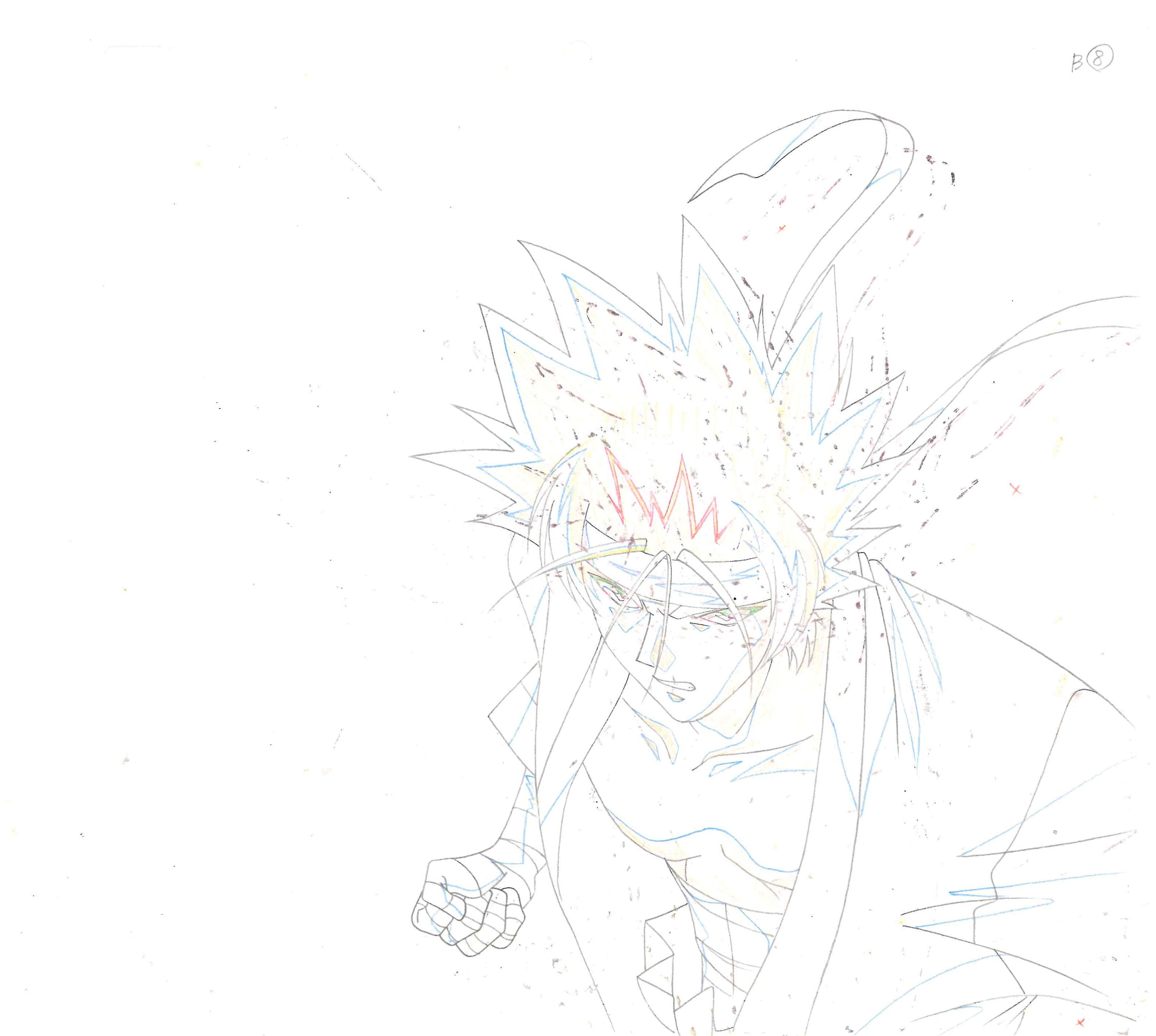 Rurouni Kenshin Original Cel and Drawing (Sanosuke Sagara)