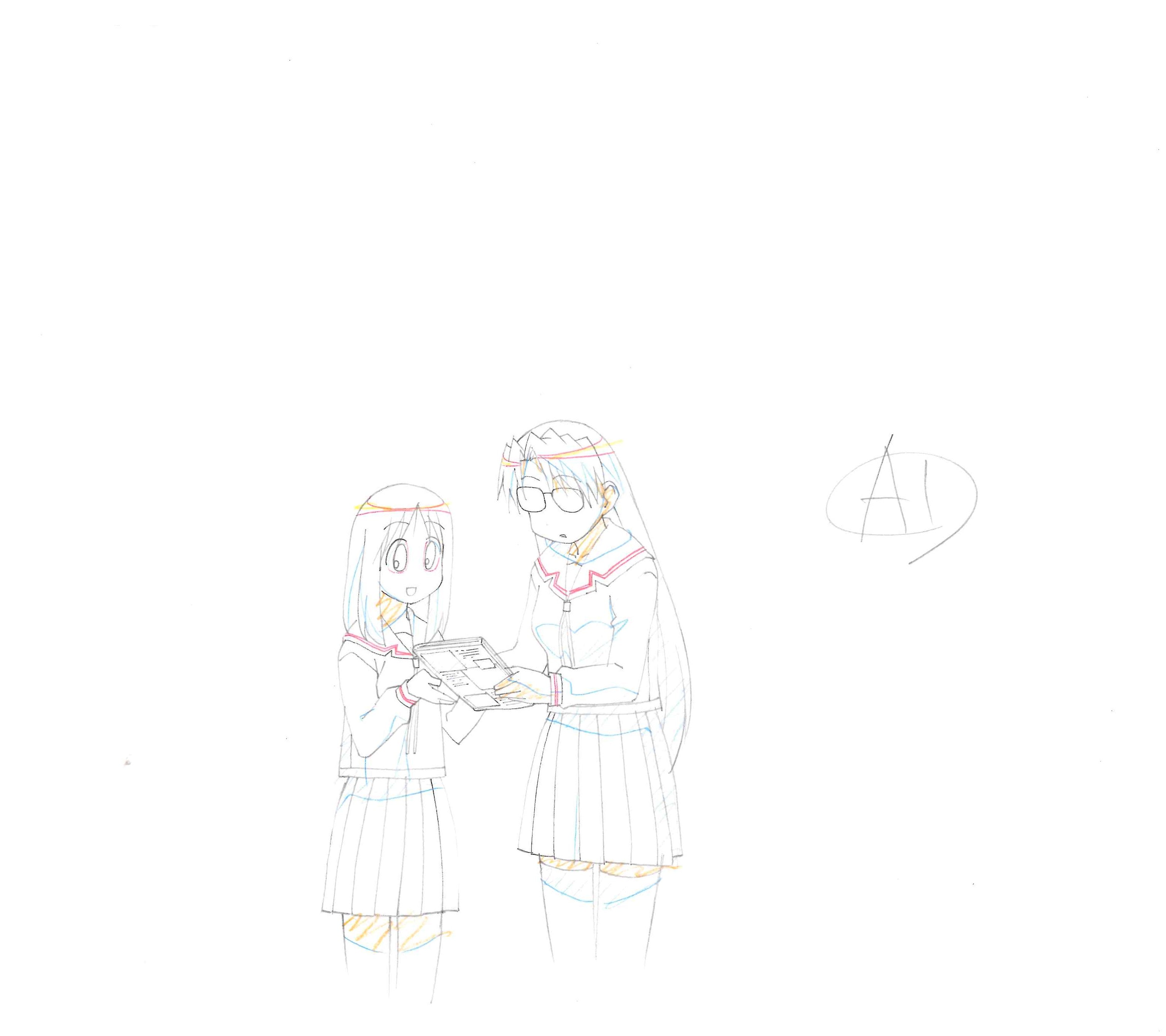 Azumanga Daioh Original Drawing (Mizuhara Koyomi, Kasuga Ayumu)