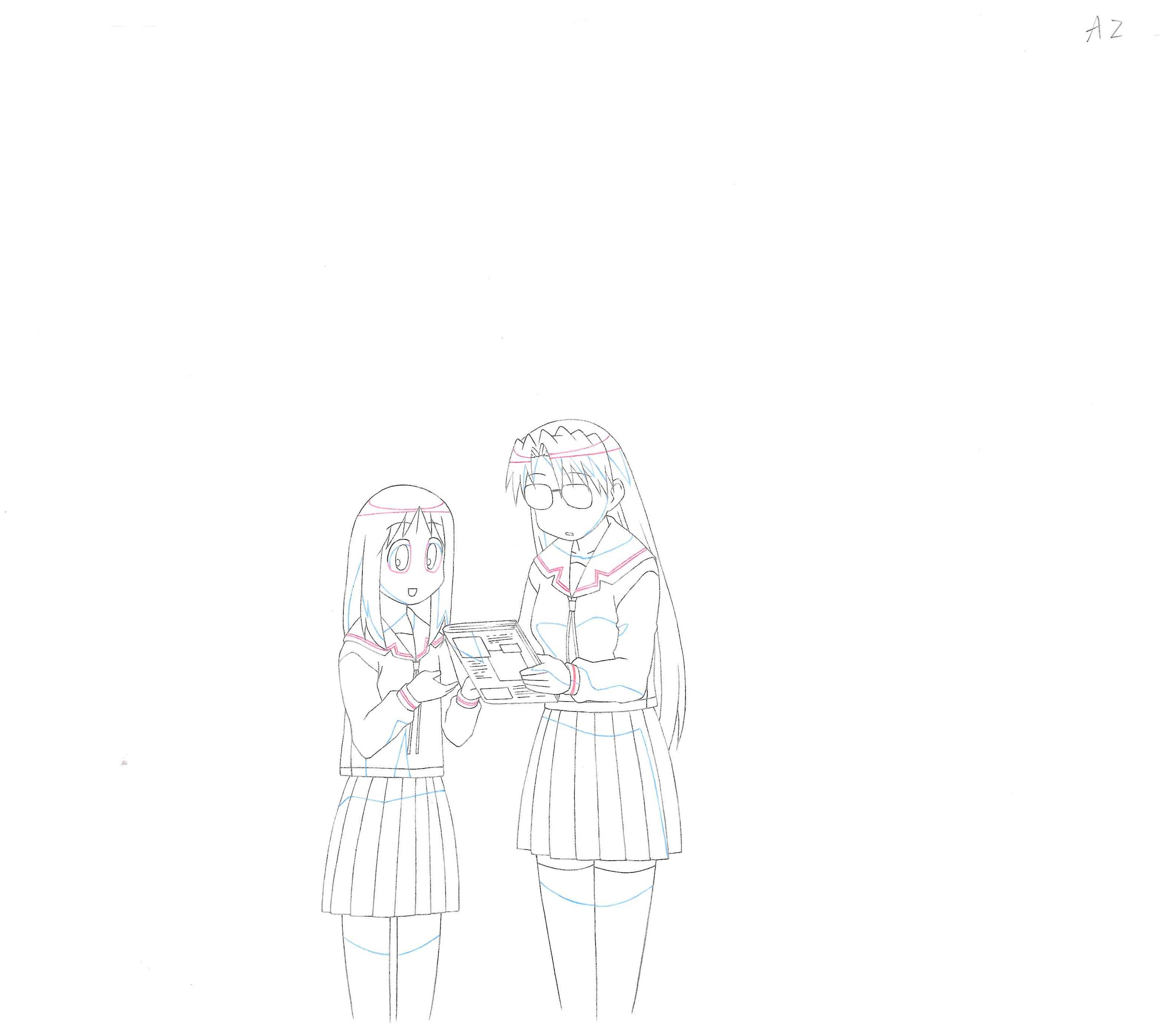 Azumanga Daioh Original Drawing (Mizuhara Koyomi, Kasuga Ayumu)