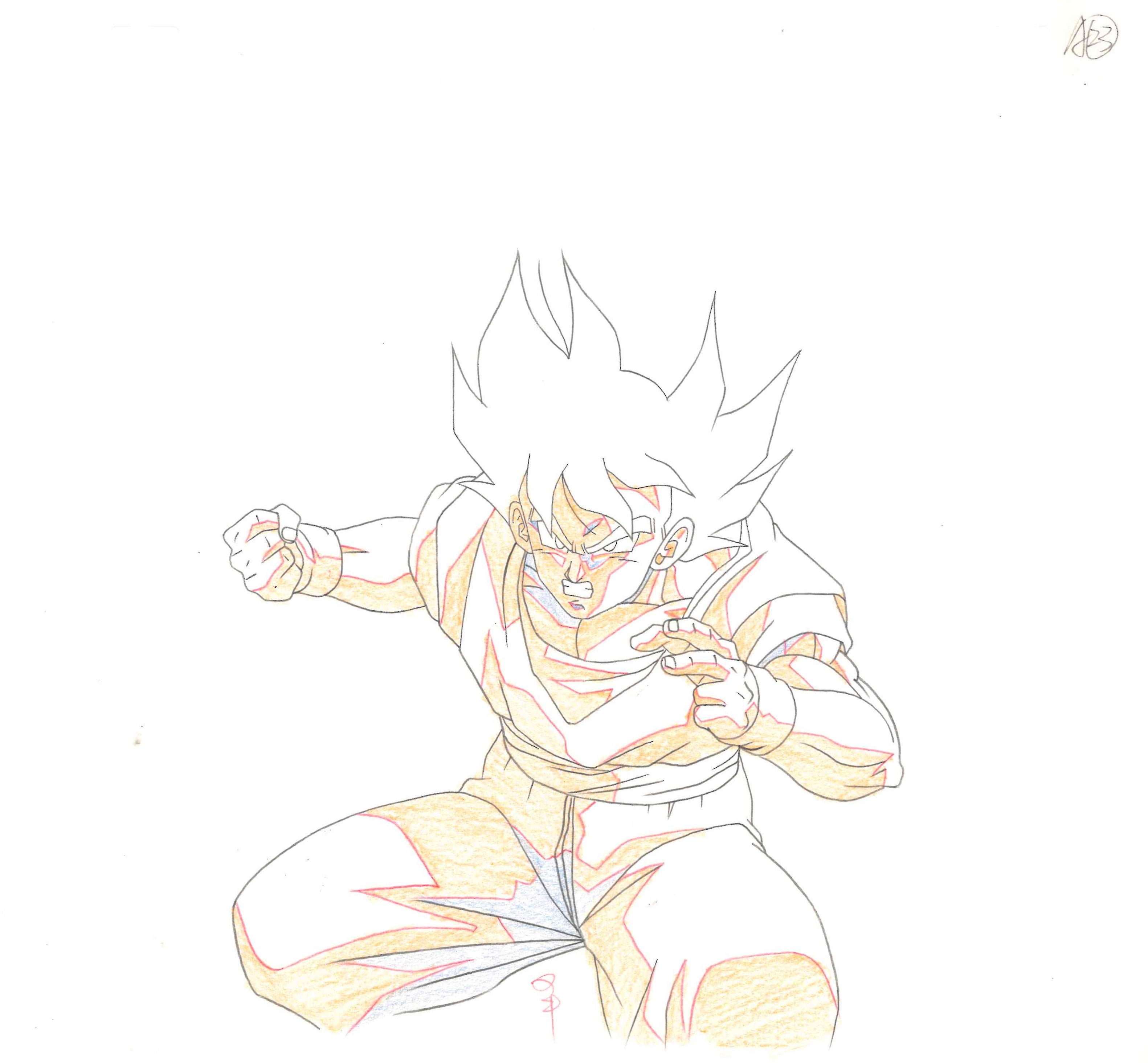 Dragon Ball Z Original Cel and Drawing (Son Goku)