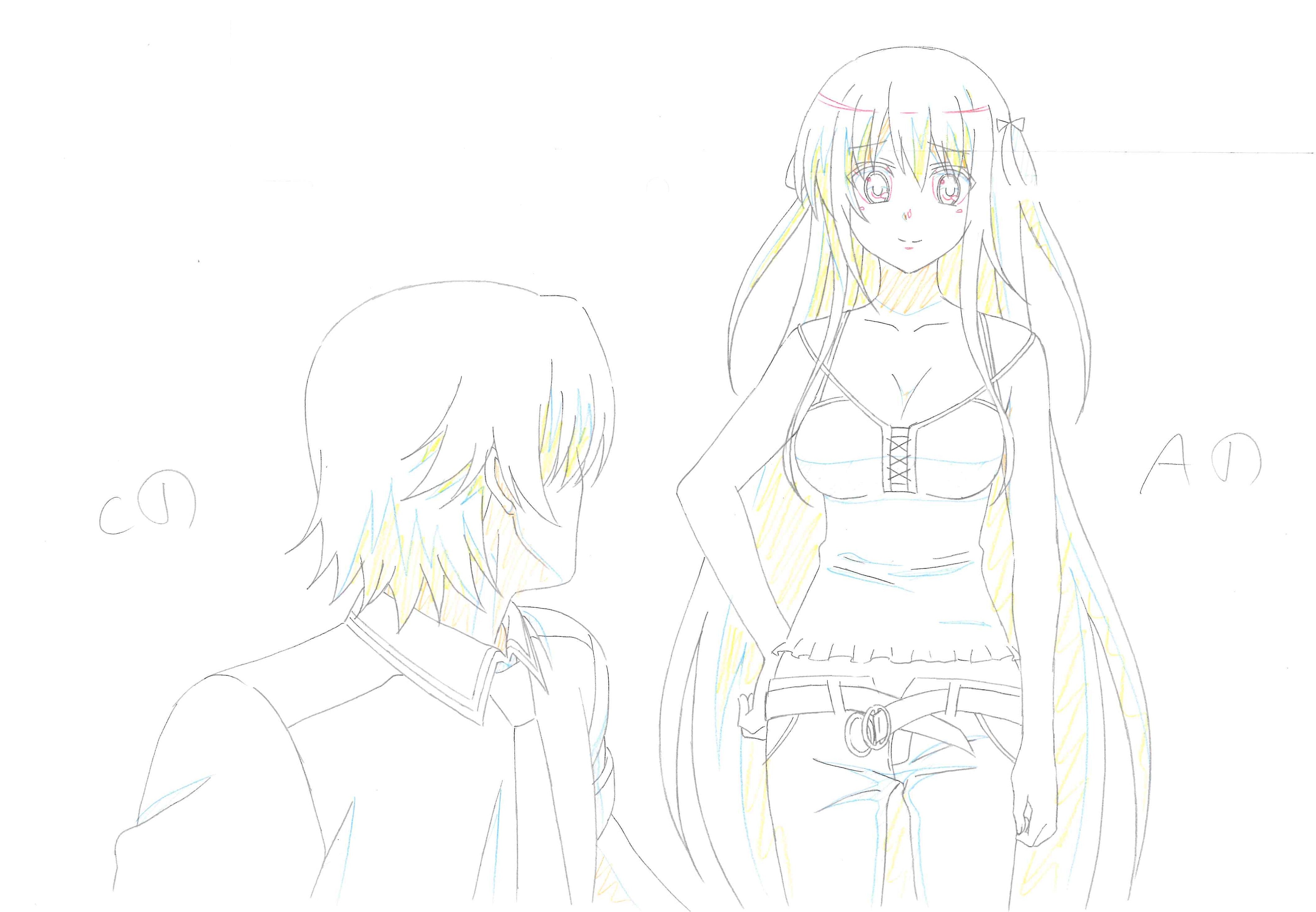 The Fruit of Grisaia Original Drawing (Amane Suou, Yuuji Kazami) 5-page Set