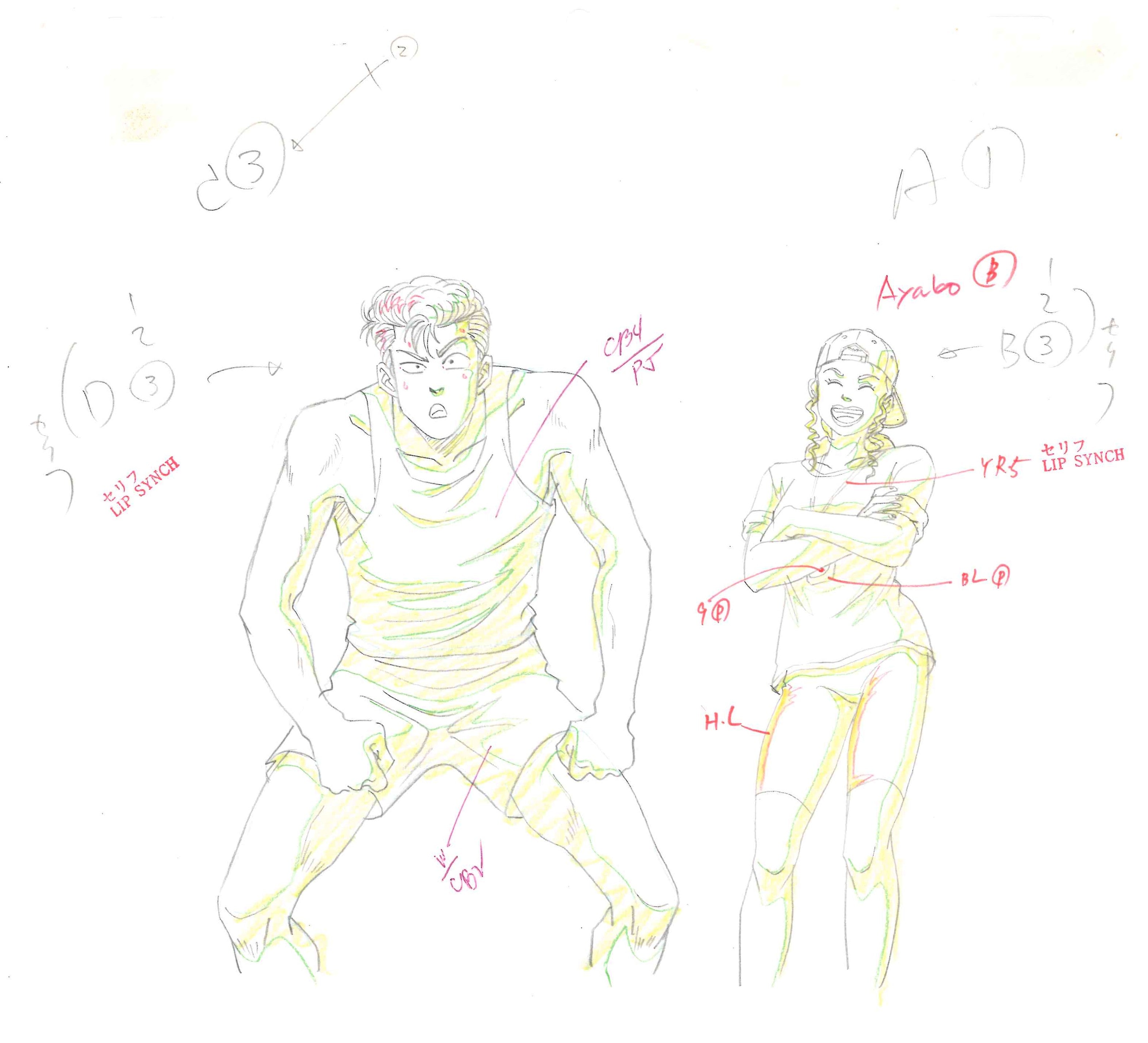 Slam Dunk Original Drawing (Hanamichi Sakuragi, Ayako) 2-page Set