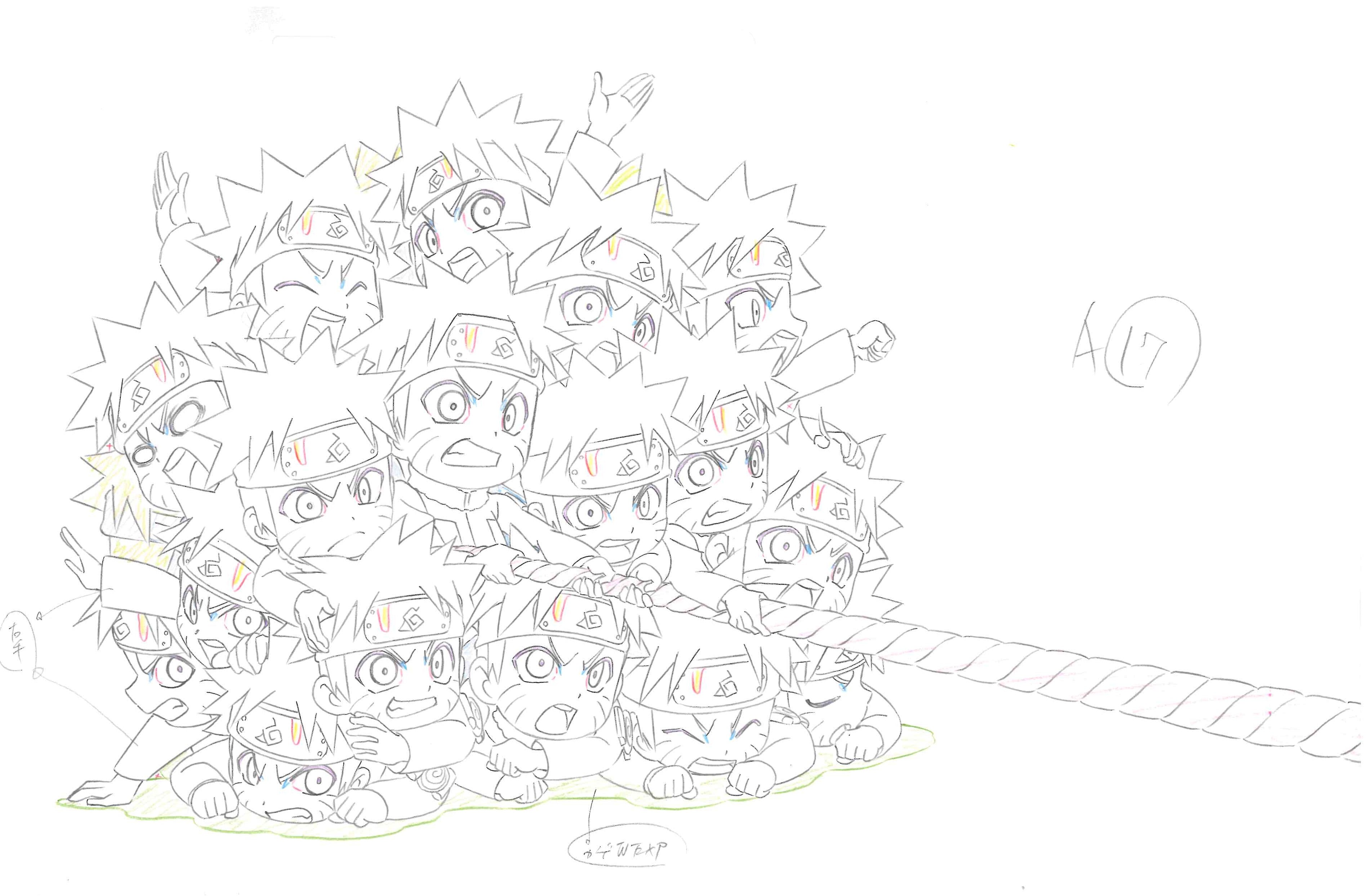 Naruto Original Drawing (Naruto Uzumaki) 3-page Set