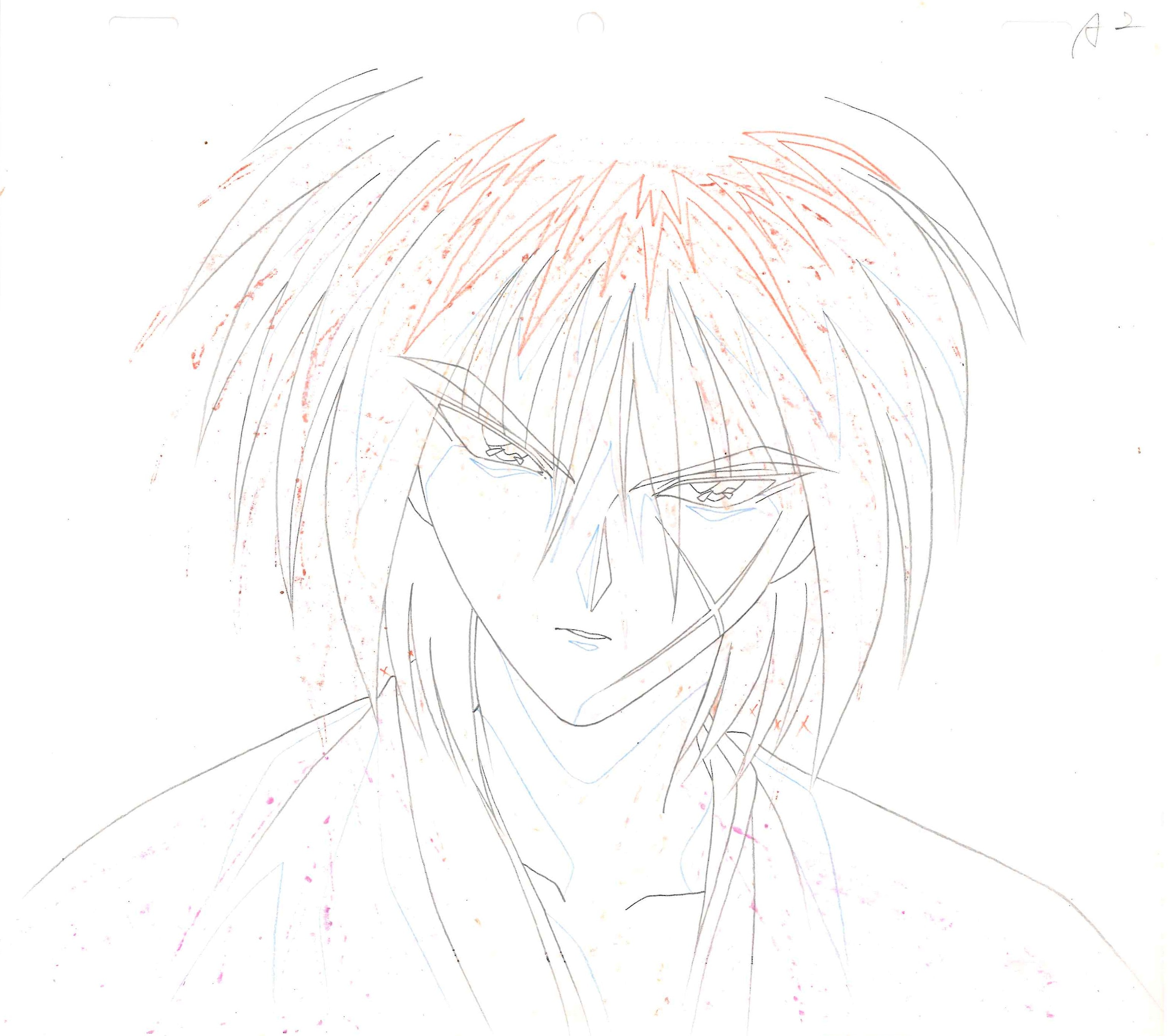 Rurouni Kenshin Original Cel and Drawing (Kenshin Himura)