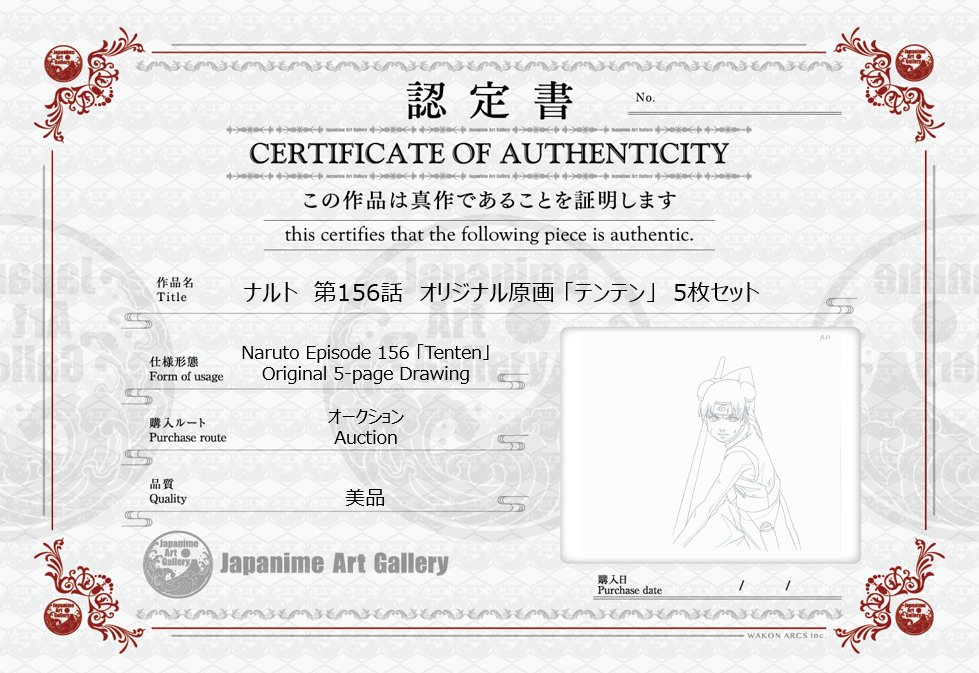 Naruto Original Sketch (Tenten) 5-page Set